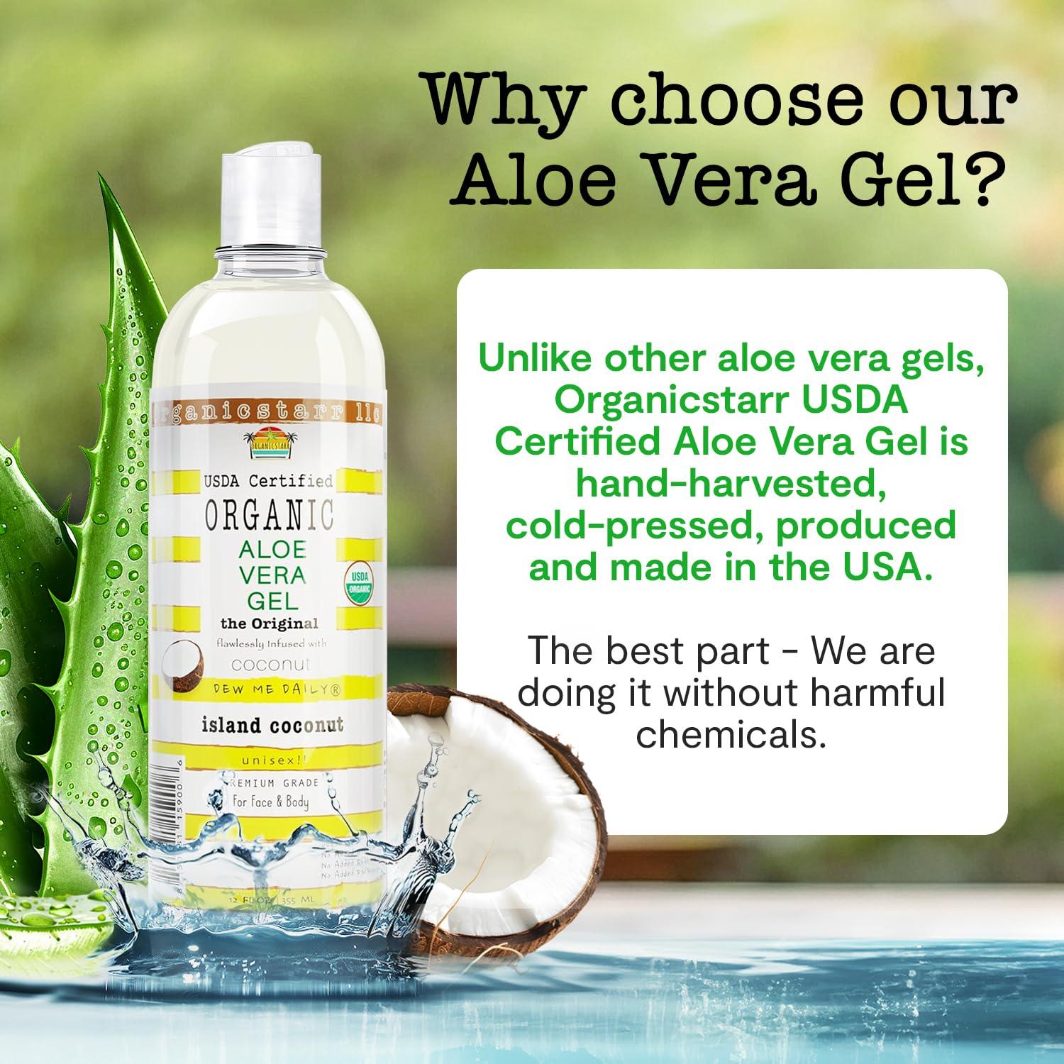USDA Organic Aloe Vera Gel 12 oz - 100% Pure Cold Pressed Coconut Infused -  Best Skin & Hair Care | Made in USA | Buy Now with Express International  Delivery | GoSupps.com