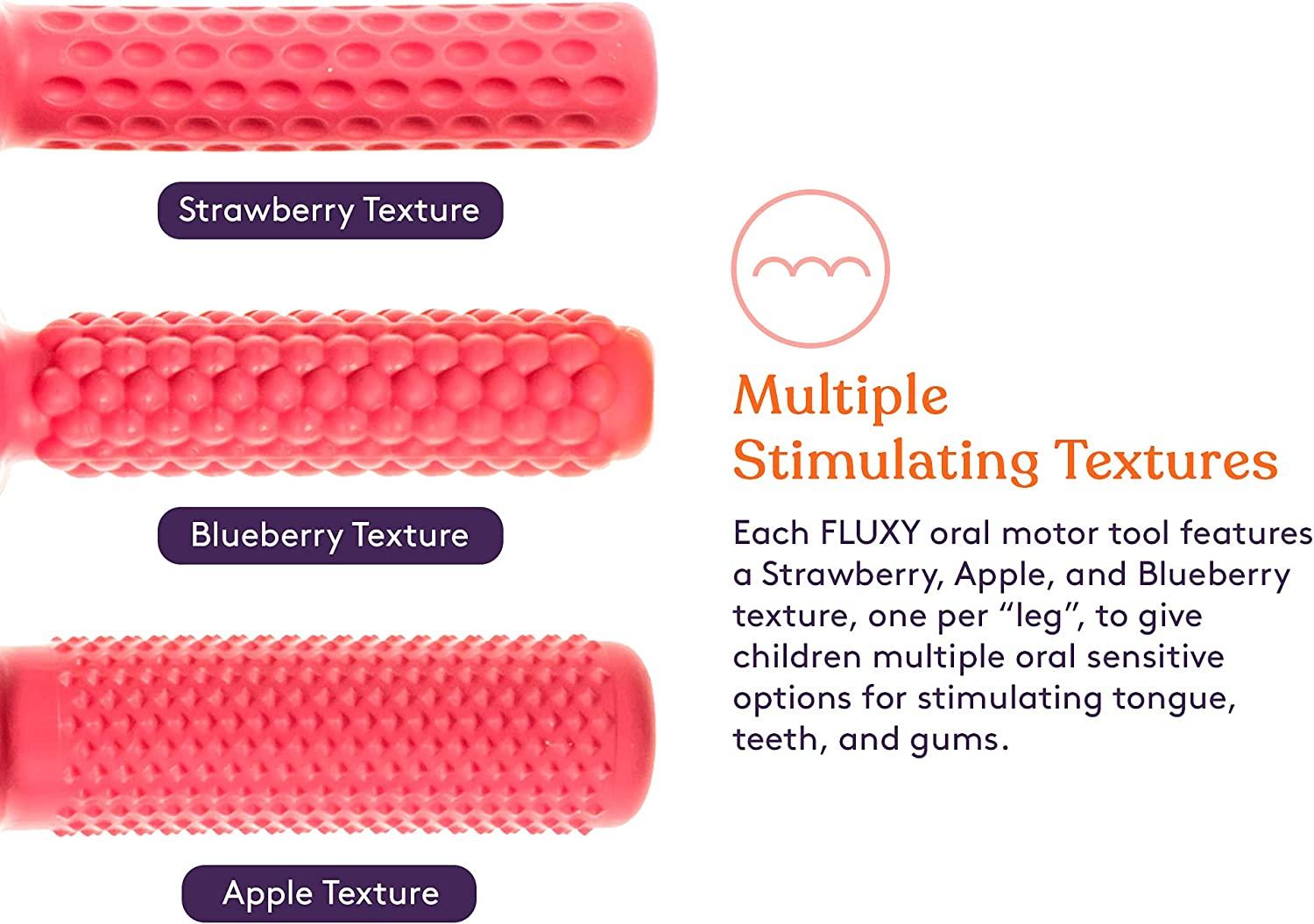 FLUXY Oral Motor Tool Therapy Sensory Motor Aid with 3 Unique Textures Red
