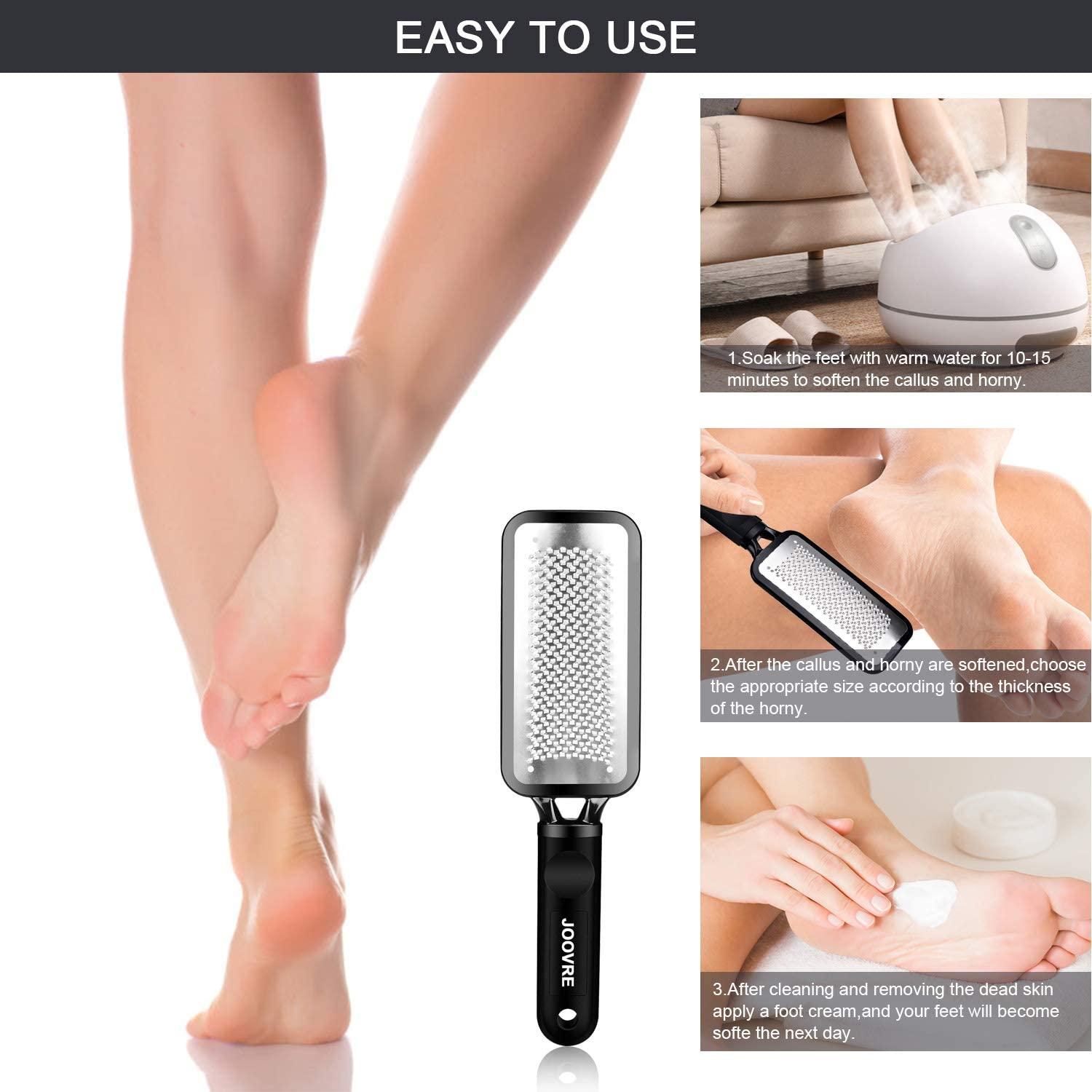 Foot File by Joovre, Best Callus Remover for Dry and Wet Feet, Exfoliates,  Removes Hard Skin, Surgical Grade Stainless Steel File (Black)