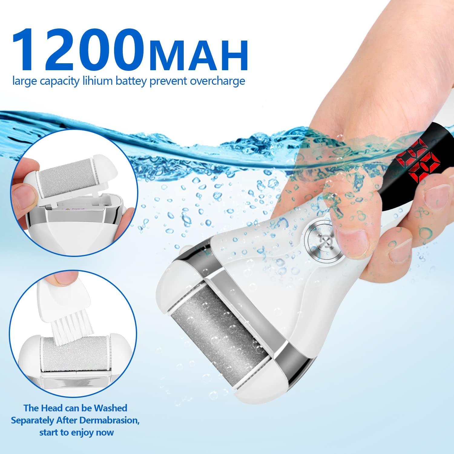 Electric Foot Grinder with Roller Head Battery Powered Portable Feet File Pedicure Tool Foot Scrubber Callus Remover for Dead Hard Cracked Dry Skin