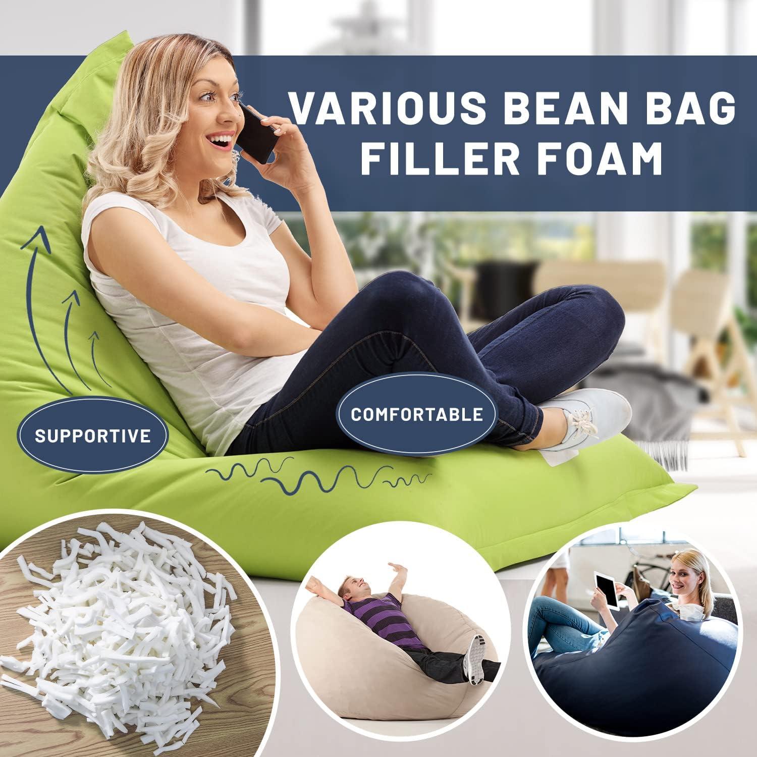HDMLDP 10LBS Bean Bag Filler High Density Shredded Memory Foam Pillow  Stuffing Big Joe Bean Bag Refill Couch Cushion Filling