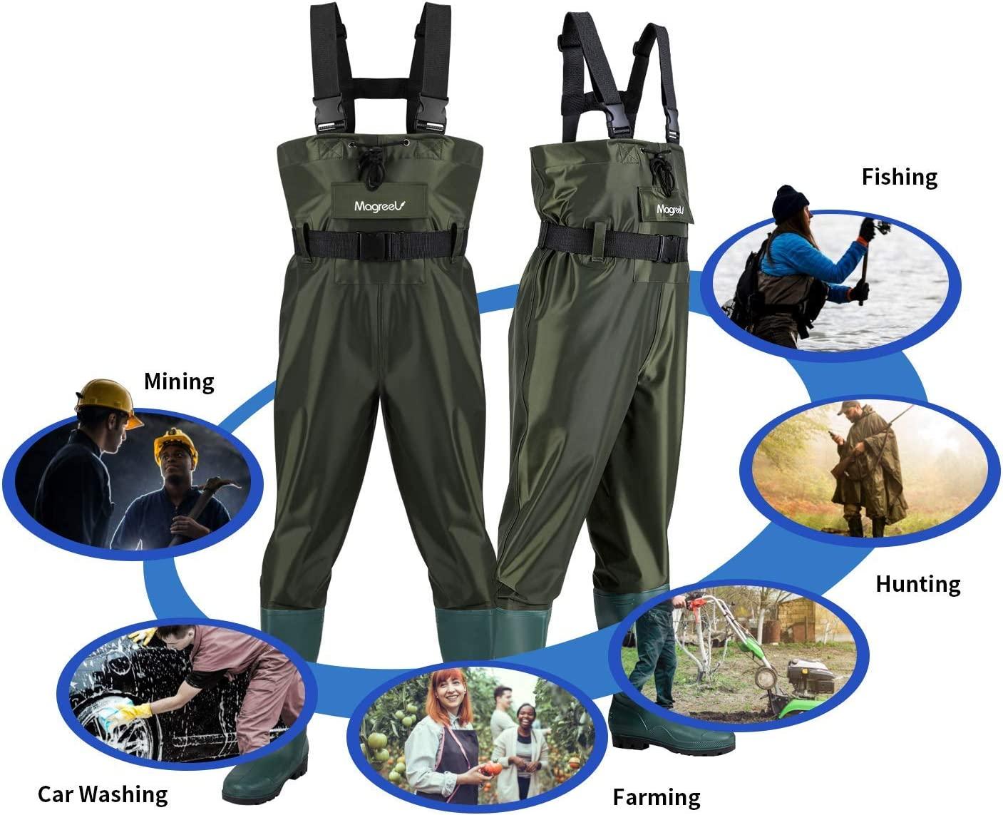 Chest Waders, Hunting Fishing Waders for Men Women with Boots, Waterproof  Bootfoot 70D/210T Nylon Wader for Duck Hunting Fly Fishing, Size 7-Size 14  Green/Camo Army Green 12