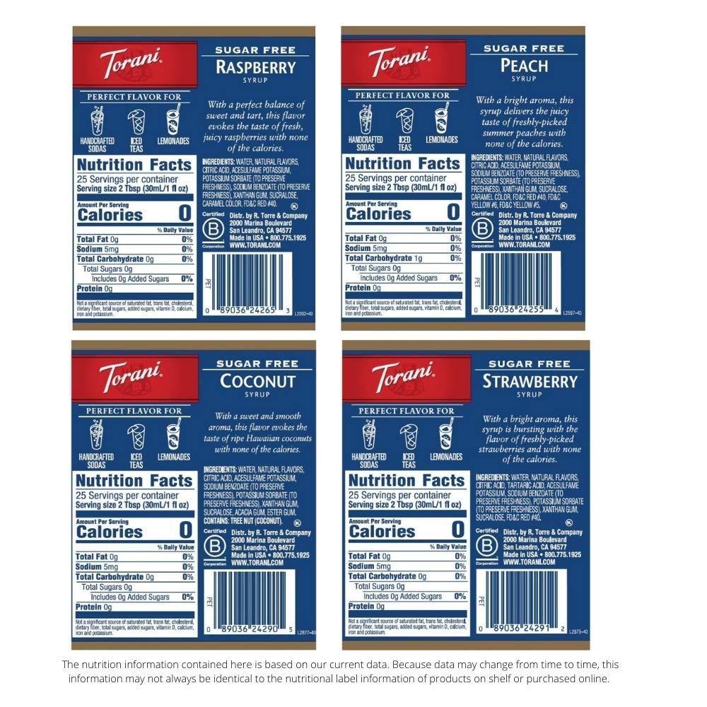 Torani Sugar Free Soda Syrup Variety Pack 25.4 Fl Oz (Pack of 4)