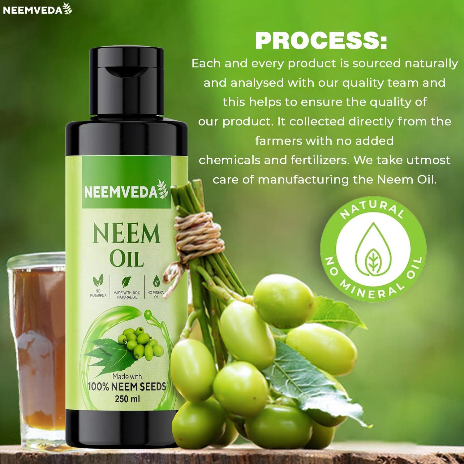 Neemveda Virgin Neem Oil Cold Pressed Pure Natural Unrefined Vegan - for  Hair Skin Nail Scalp Body Multi-Use Oil for Garden - Plants - Home & More  250 ml | Buy Now