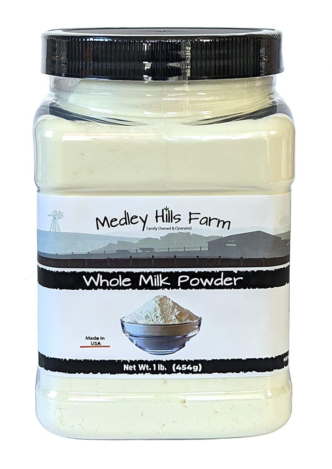 Medley Hills Farm Whole Milk Powder 1 lb in Reusable Container Ideal for Baking USA Product