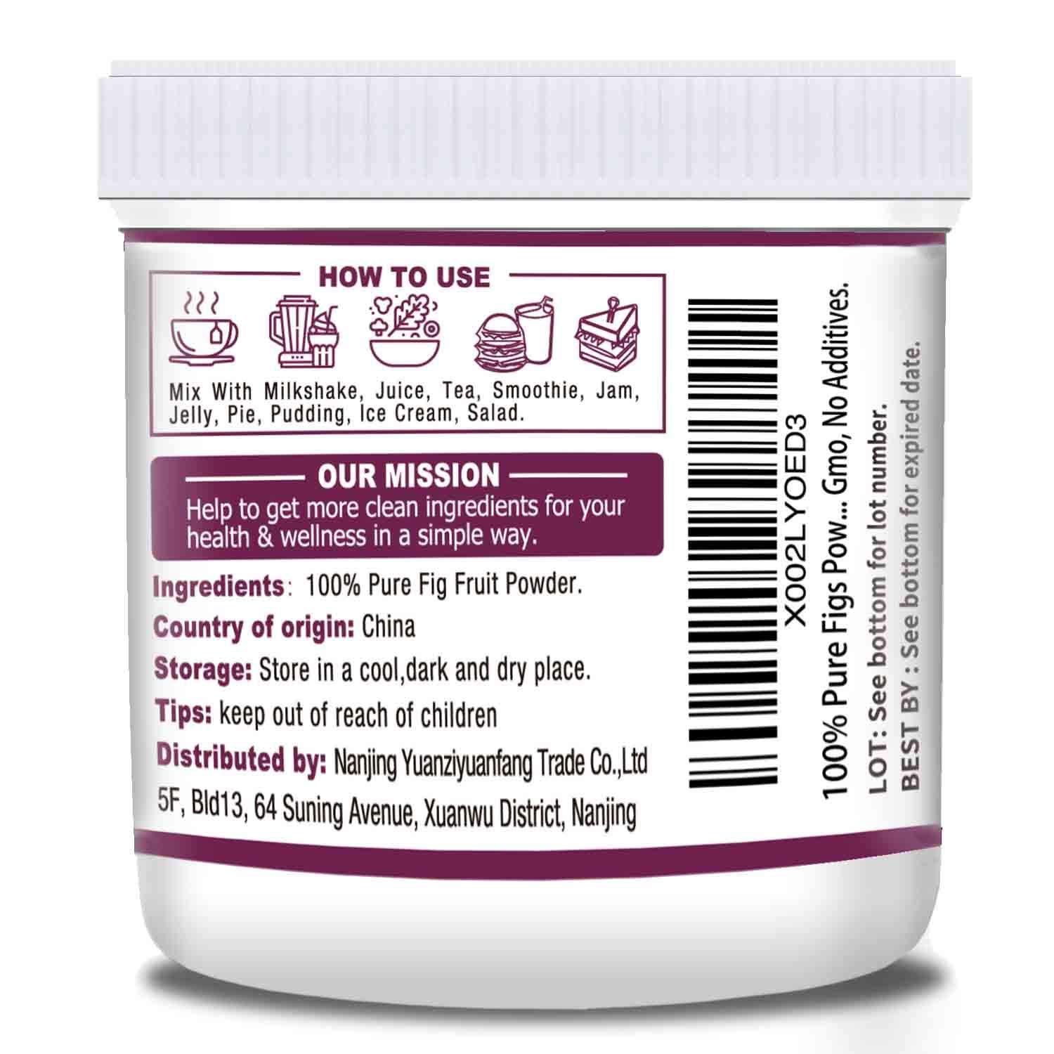 Premium 100 Pure Figs Powder 5.3oz (150g) Sun Dried, Raw, NonGMO