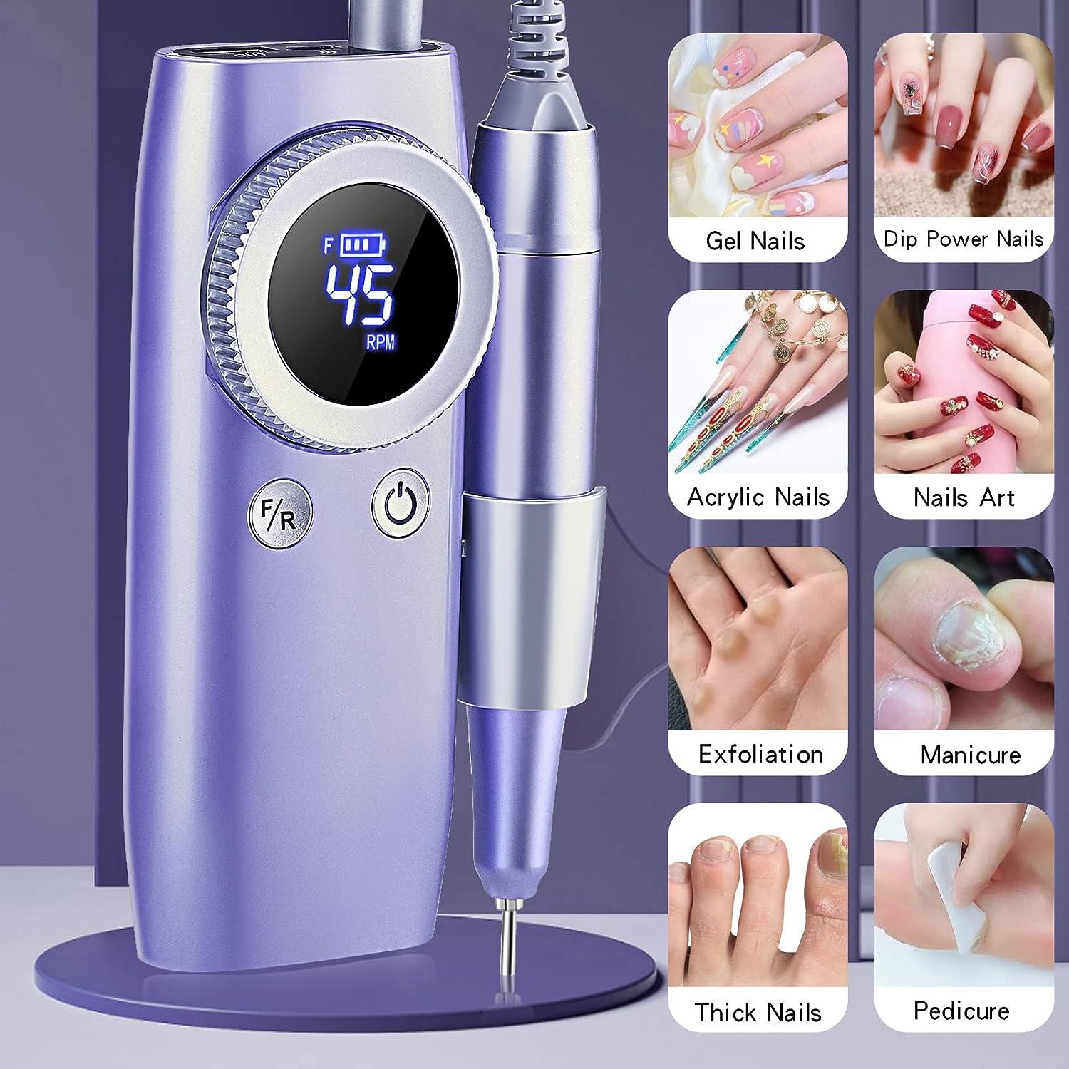 Alety Electric Nail Drill Kit, Portable Electric Nail File Set for Acrylic  Gel Nails, Professional Nail Drill Machine Efile Manicure Pedicure Tools  with Iridesc…