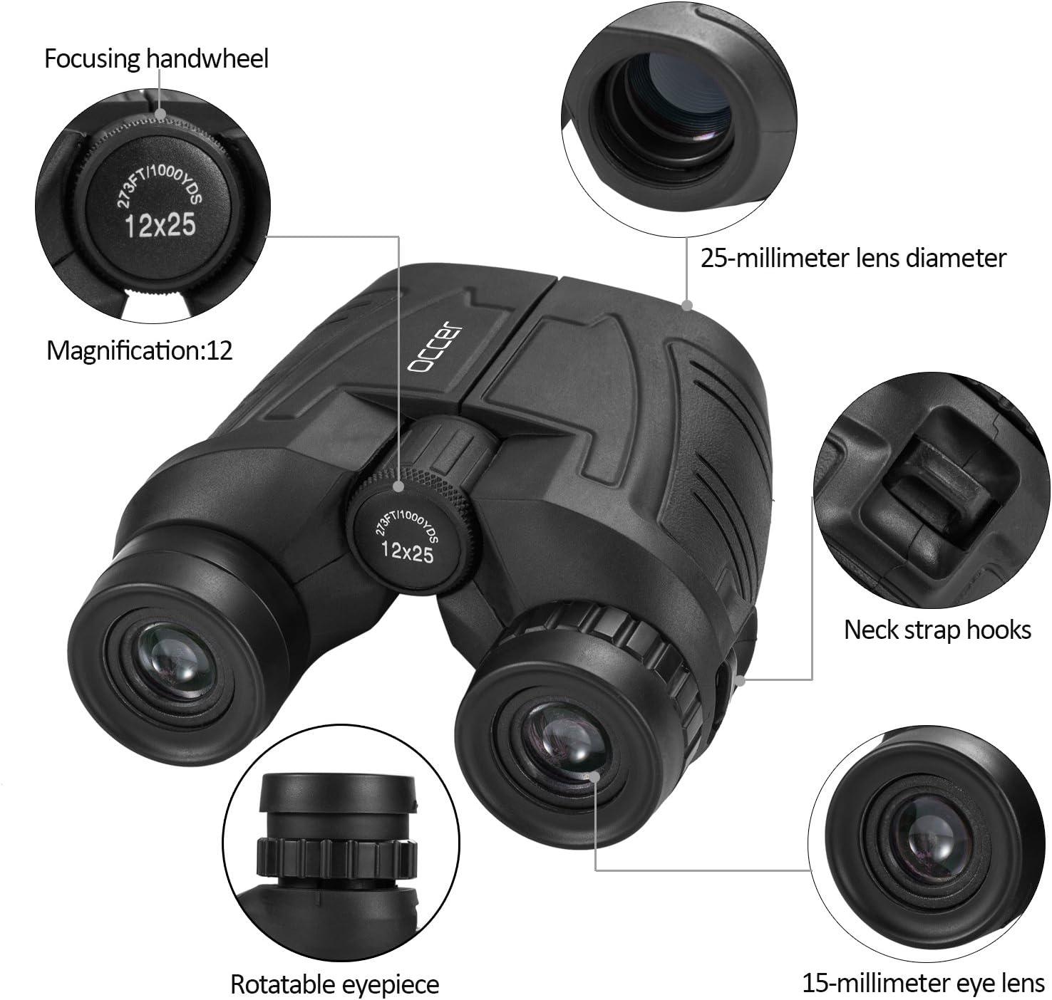 Occer 12x25 Compact Waterproof Binoculars for Adults Kids