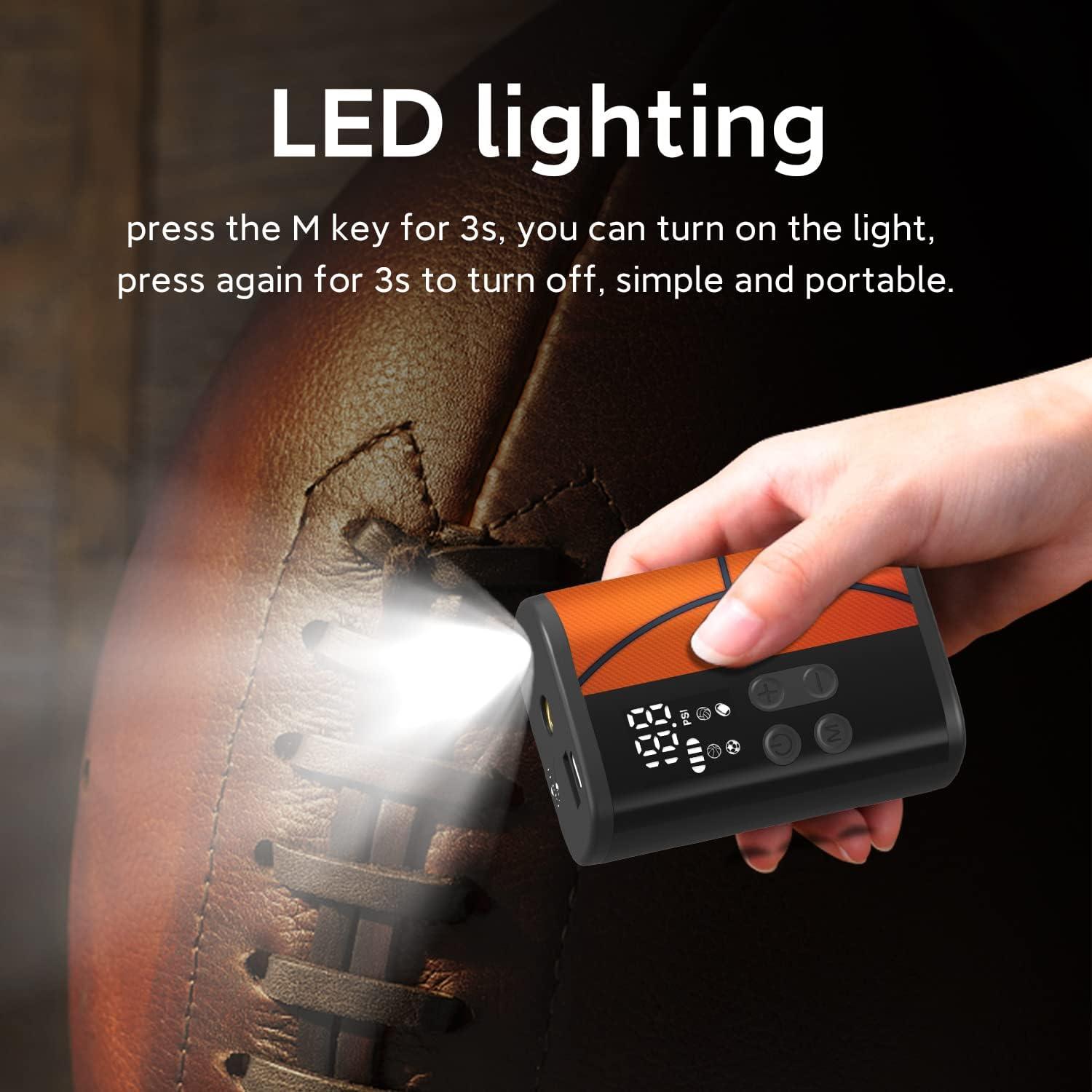 Woowind Ball Pump Electric Basketball Pump with Pressure Gauge LED