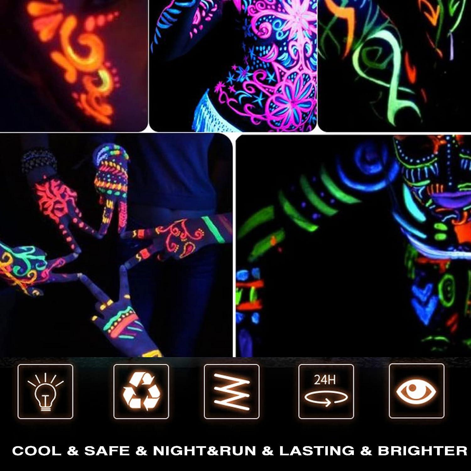 Fusang Glow in the Dark Face Body Paint,Washable Neon Face Body Paint,Black  Light Face Makeup for Party Halloween Christmas Cosplay Masquerade Etc