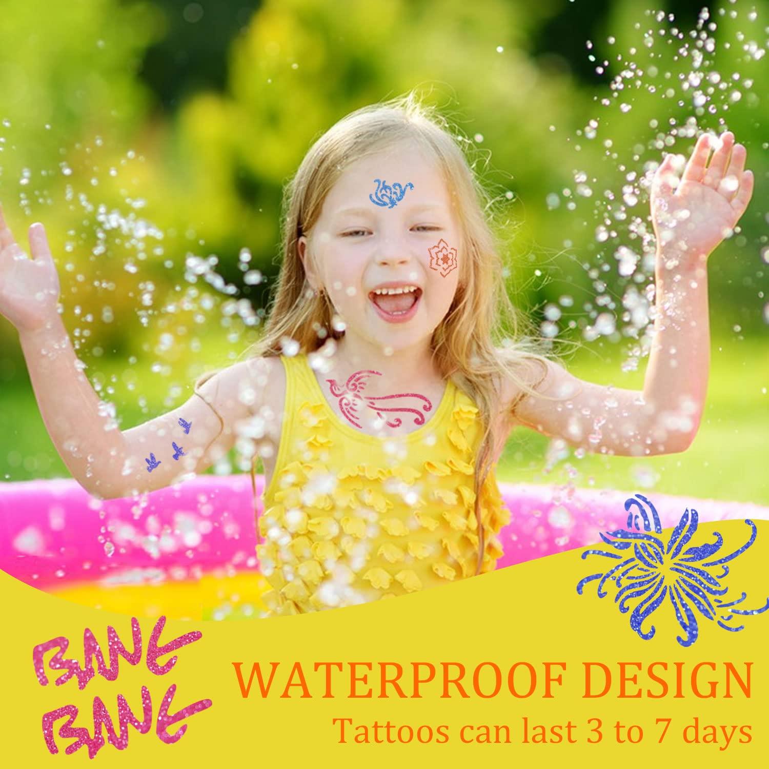 Glitter Tattoo Studio Set 3 Sparkly & Colorful Temporary Tattoos for