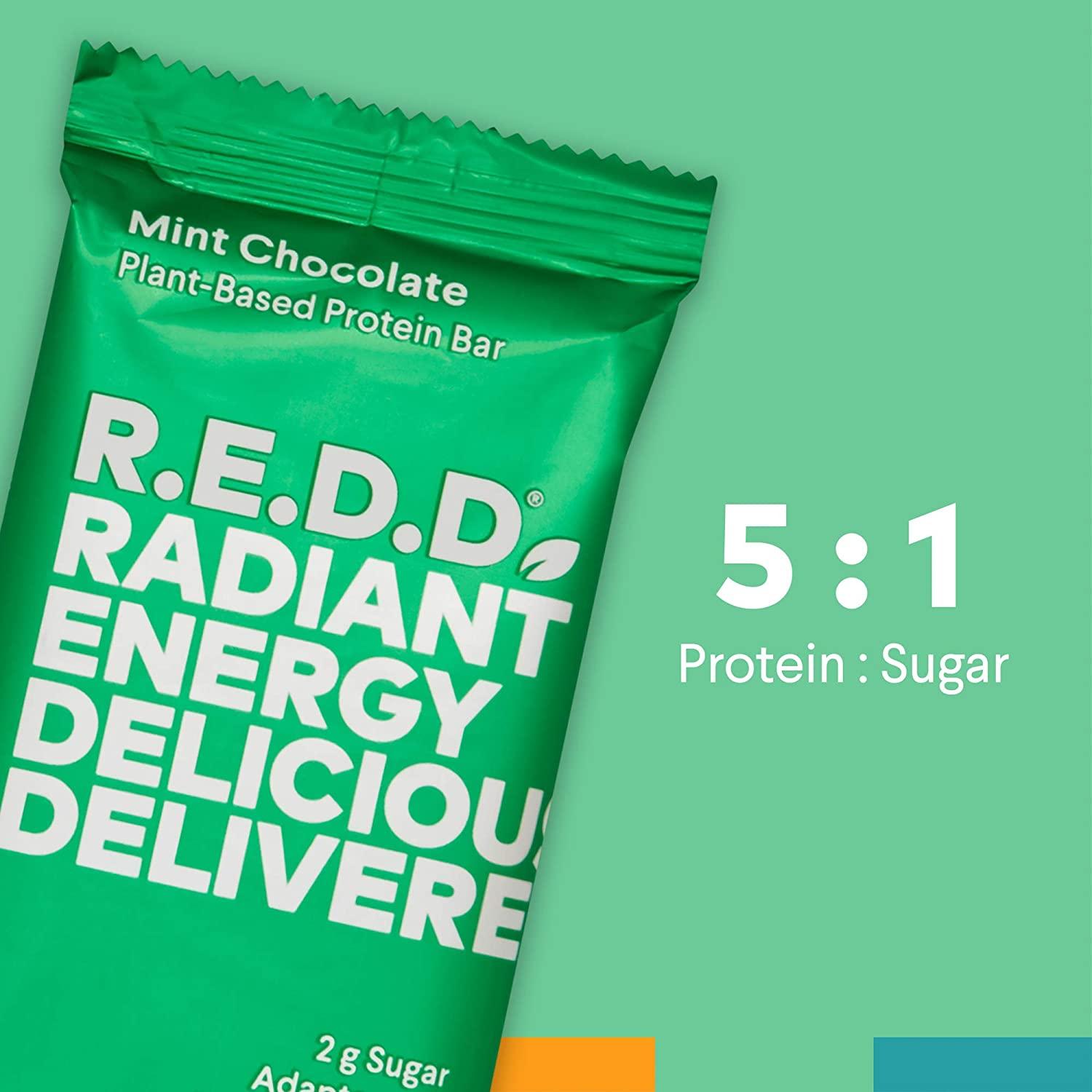 R.E.D.D. Bar, Vegan Protein Bar, Low Sugar & GlutenFree, Mint