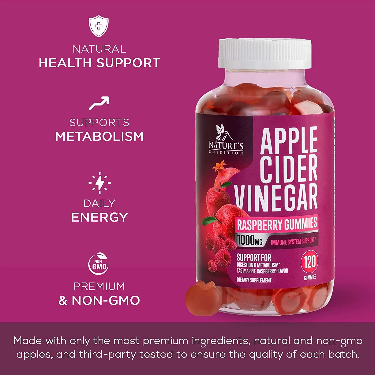 Apple Cider Vinegar Gummy Vitamins for Weight Loss & Cleanse 1000mg
