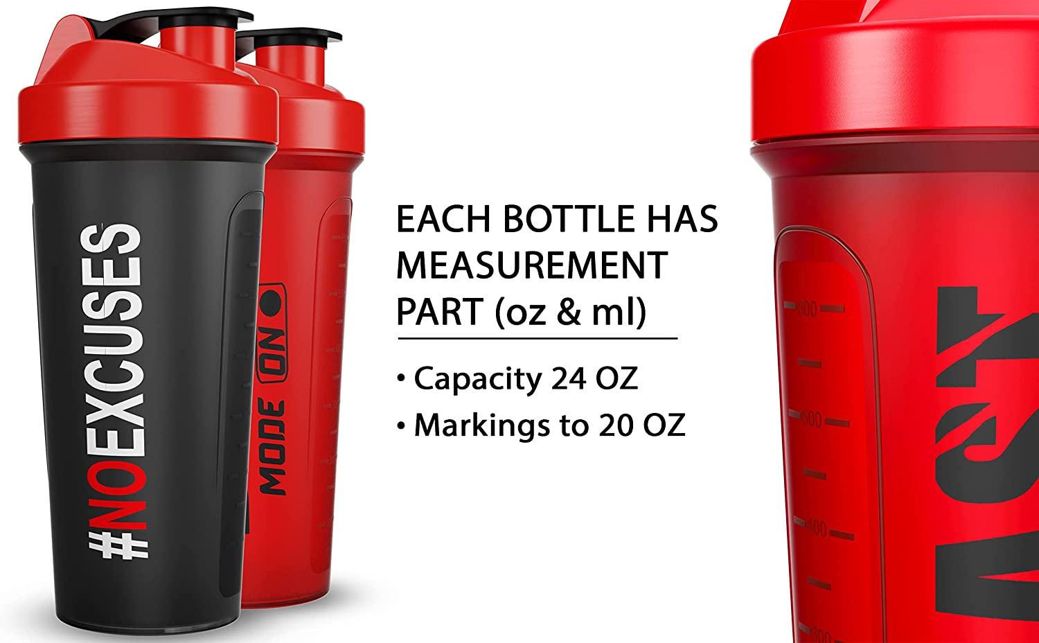 Motivational Gym Workout Bottles, 24oz Protein Shaker Blender