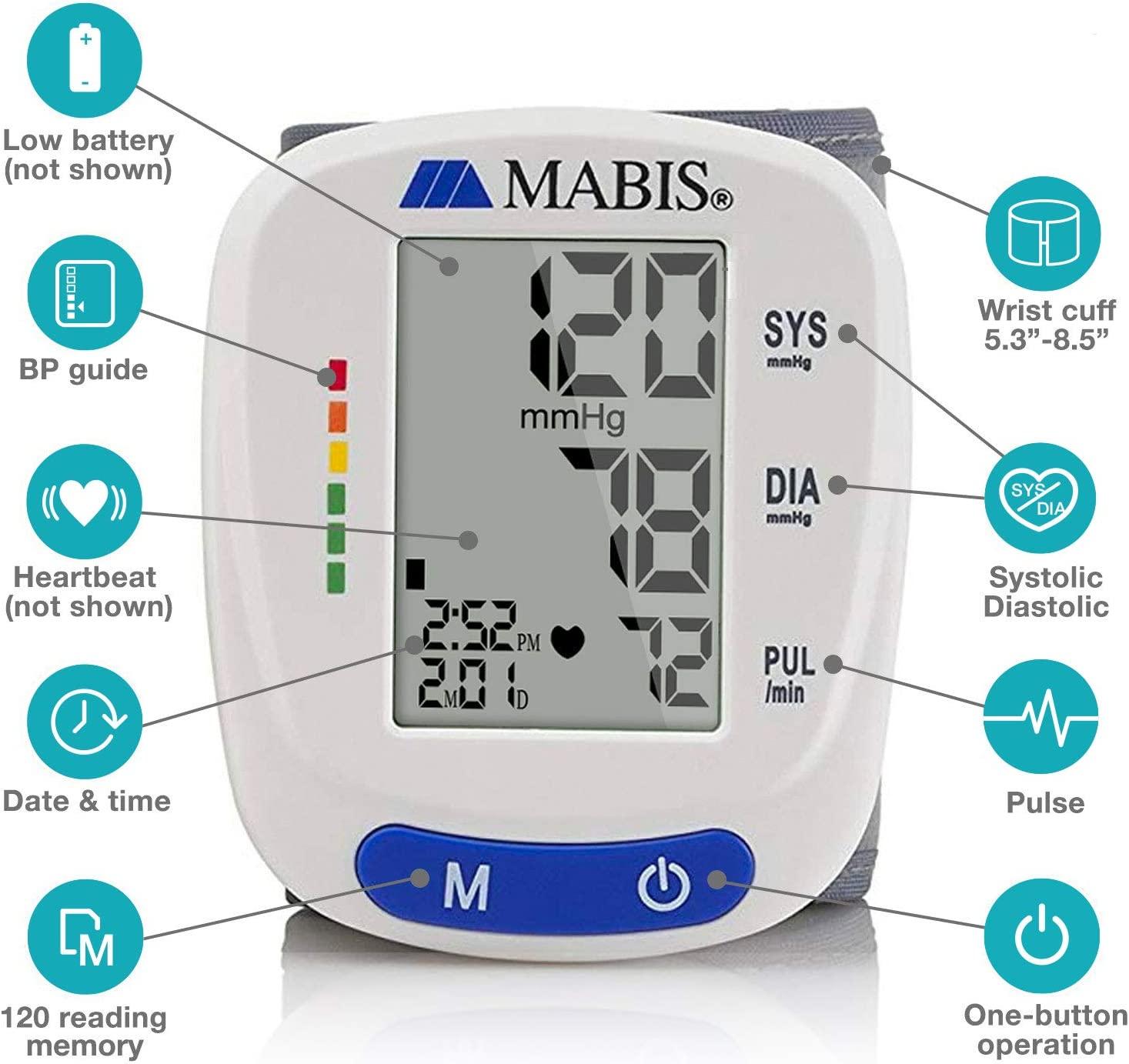 HealthSmart Digital Standard Wrist Blood Pressure Monitor with Automatic  Adult Cuff That Displays Pulse Rate and Irregular Heartbeat Stores up to 60