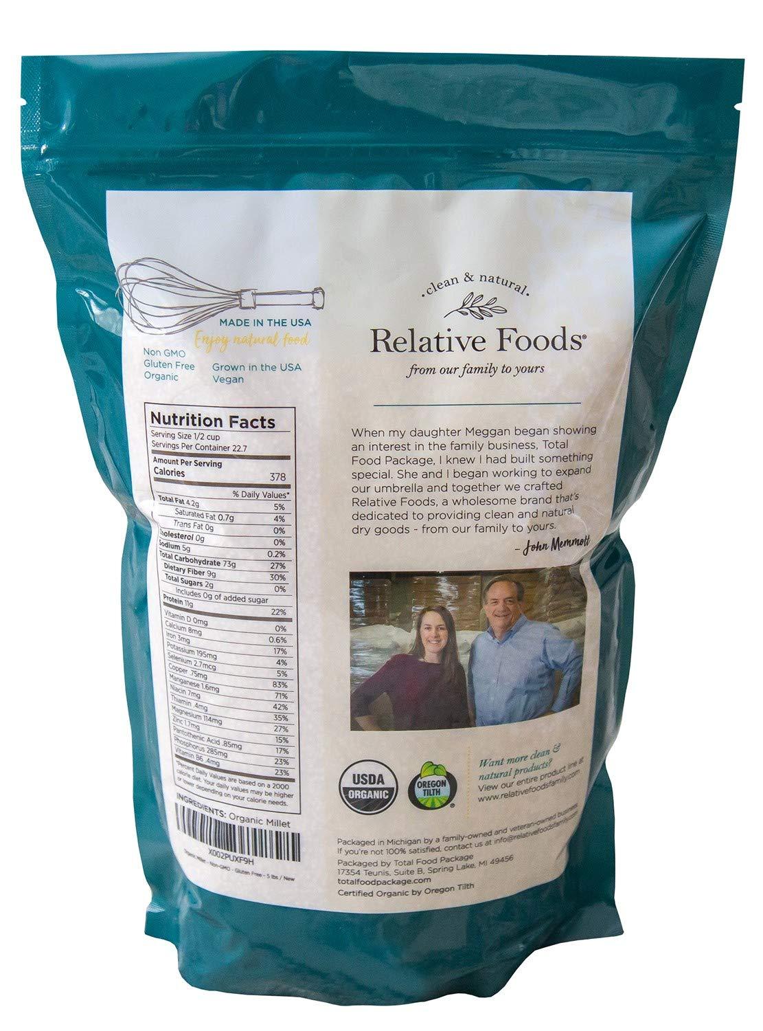 Relative Foods USDA organic Millet hulled, whole grain seeds, gluten