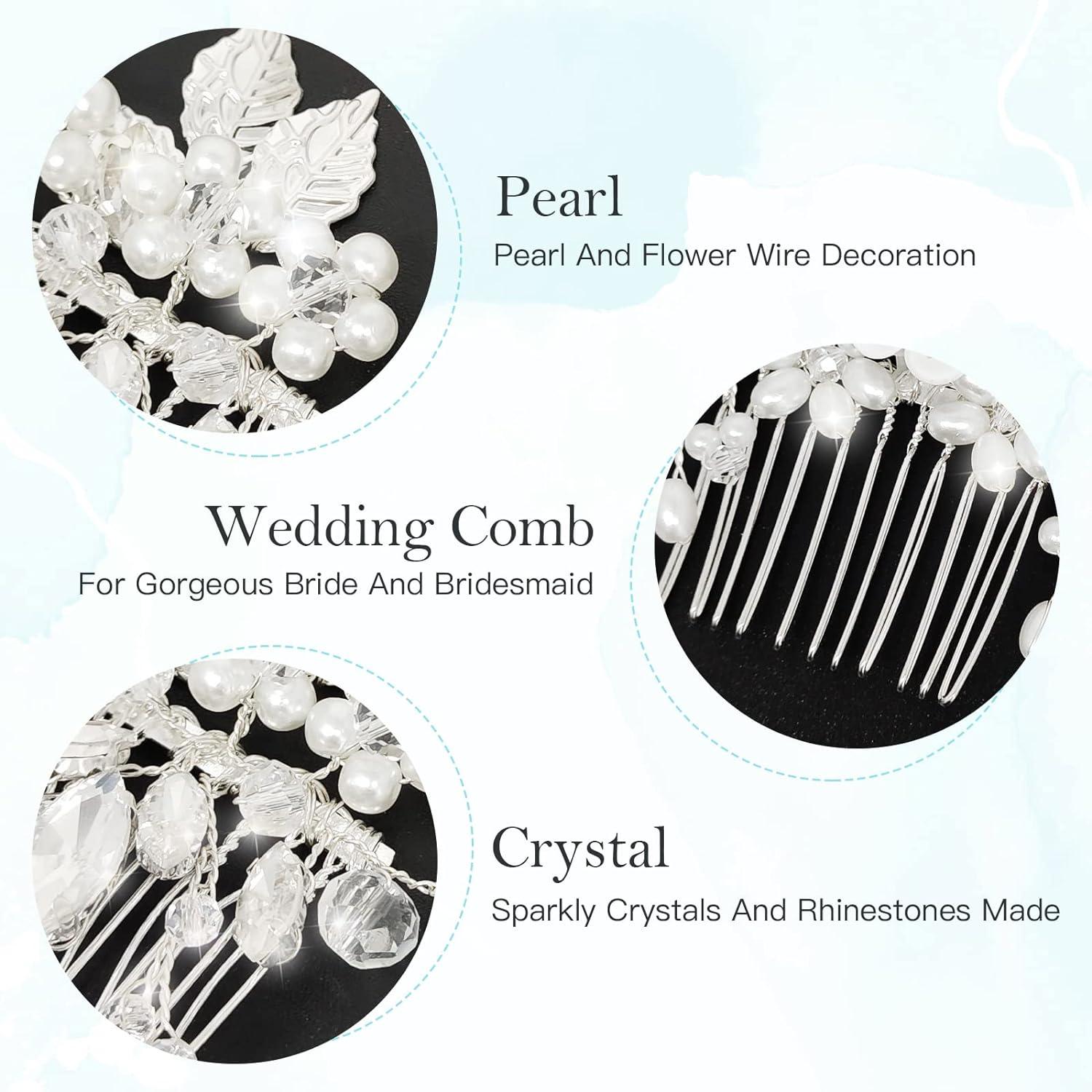 Makone Silver Handmade Flower Hair Clip for Wedding, Women and