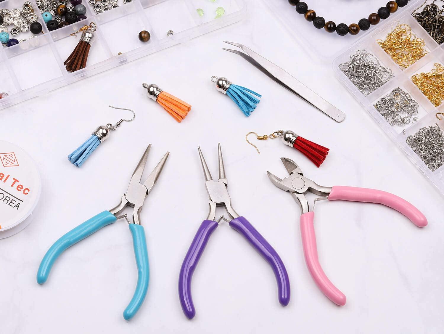 Songin songin jewelry making kit, jewelry making repair suppies tools for  adults, wire wrapping kit with pliers for jewelry bracket