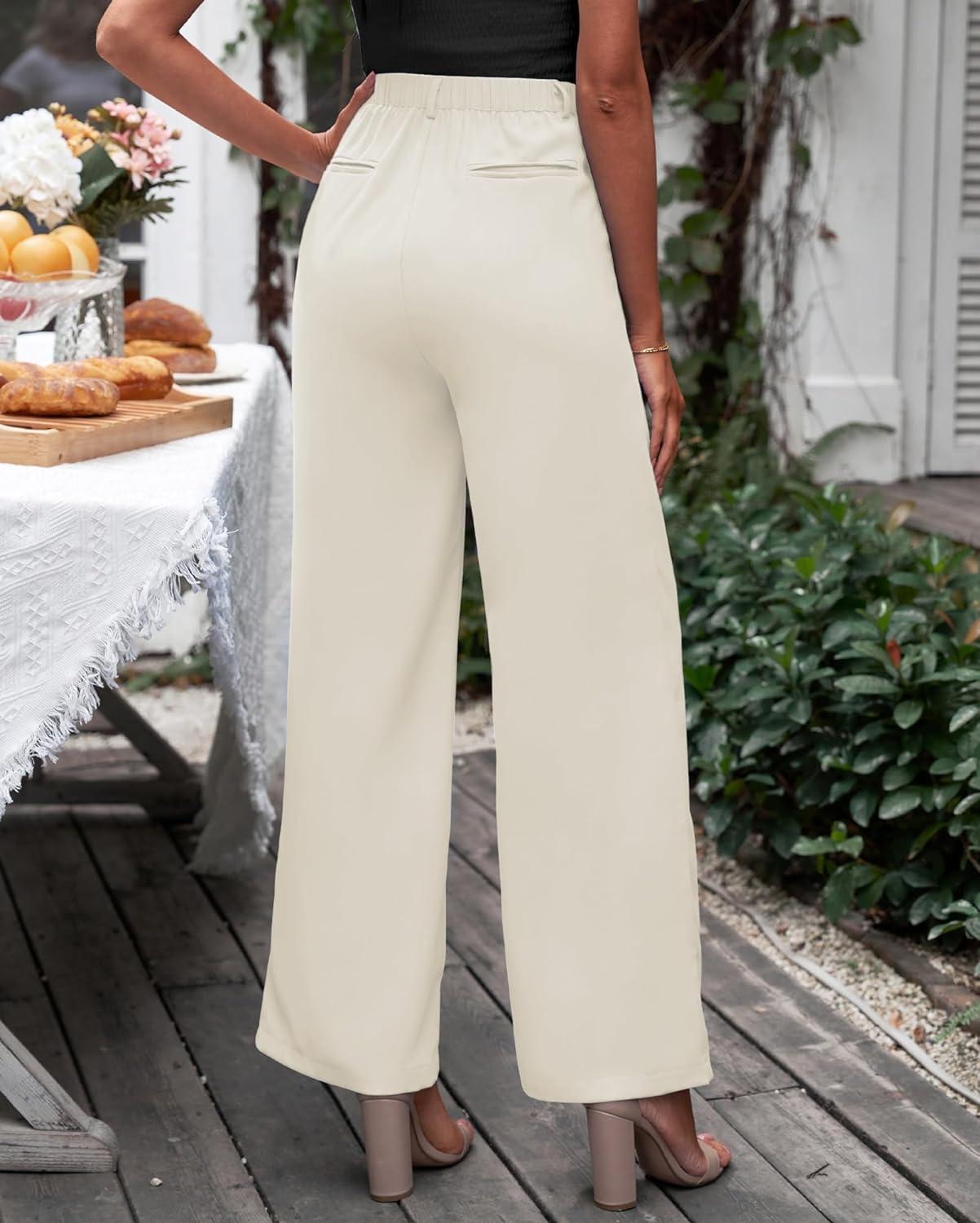 Vetinee High Waisted Wide Leg Dress Pants for Women - Business Office  Trousers in Vanilla Ice | Buy Now with Express International Delivery |  GoSupps.com