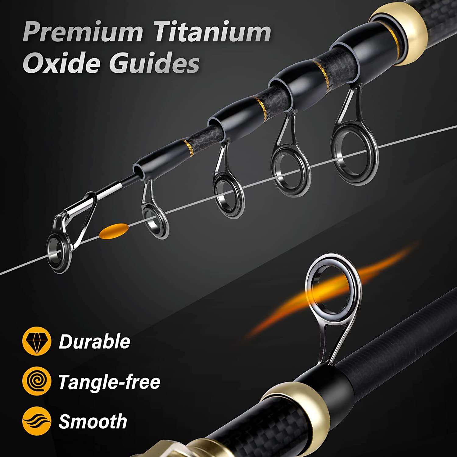 PLUSINNO Fishing Pole Fishing Rod and Reel Combos Carbon Fiber Telescopic  Fishing Rod with Reel Combo Sea Saltwater Freshwater Kit, Spinning Combos 