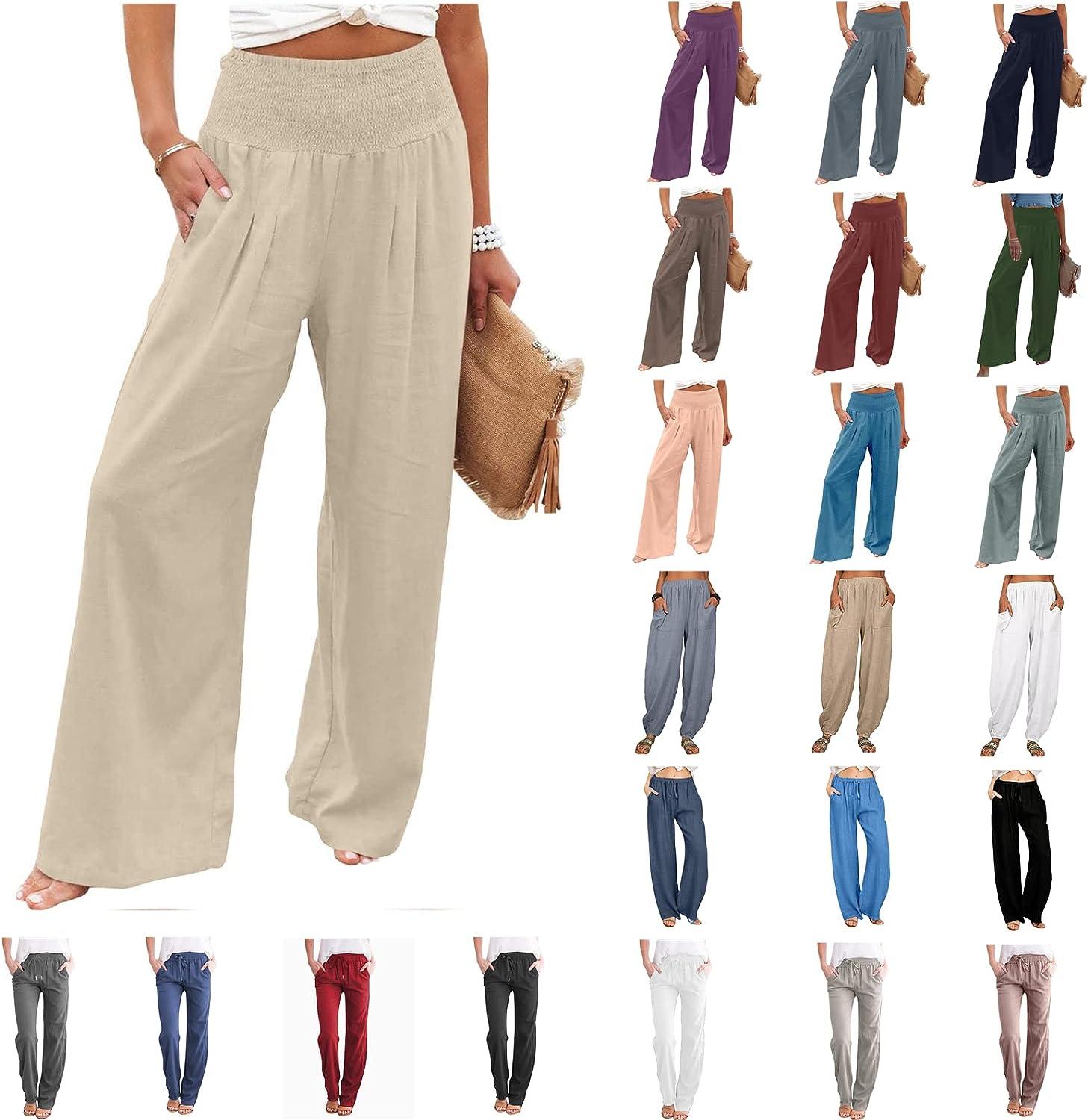 Women's Beige Cotton Trouser - Flax Fashion