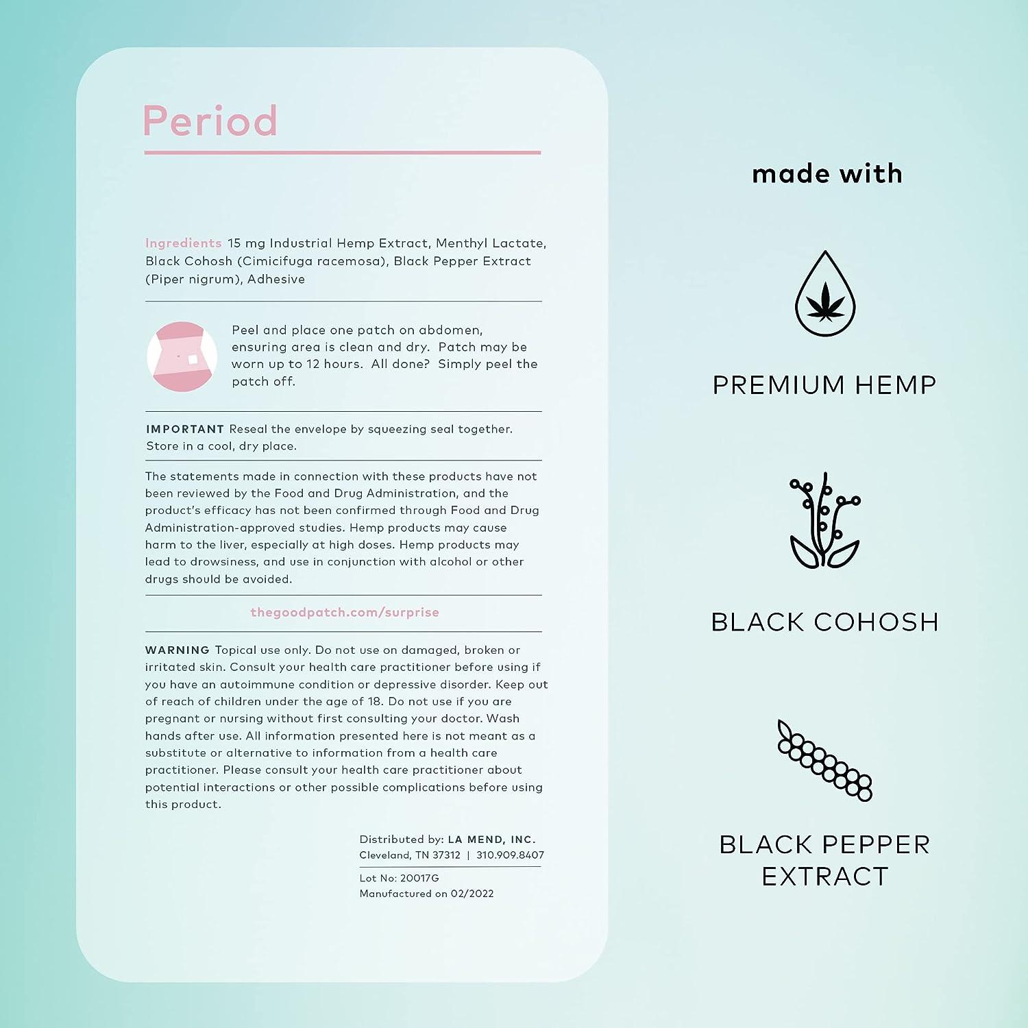 The Good Patch Menstrual and Period Support Sustained Release Plant Powered Period Patch with