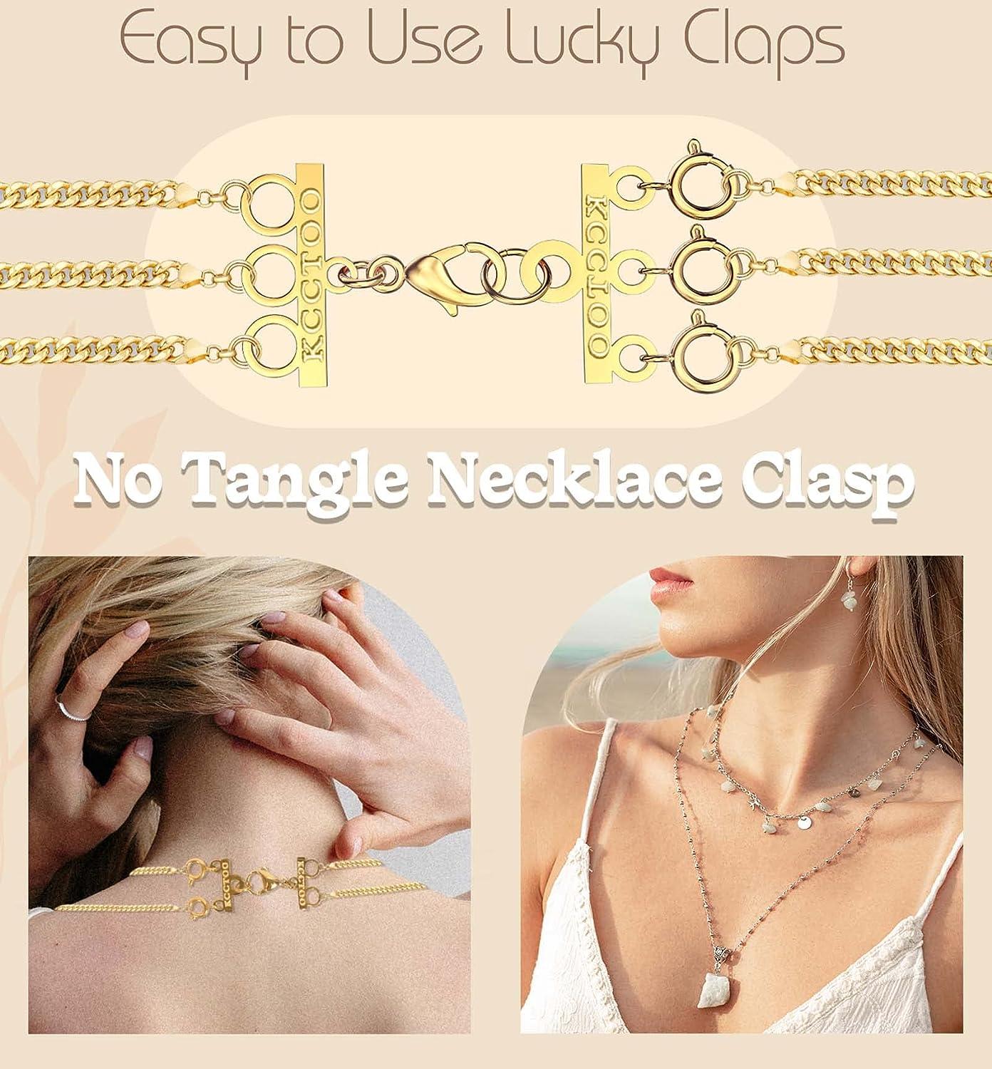  NOLITOY 4pcs Multi Necklace Layering Clasp Copper