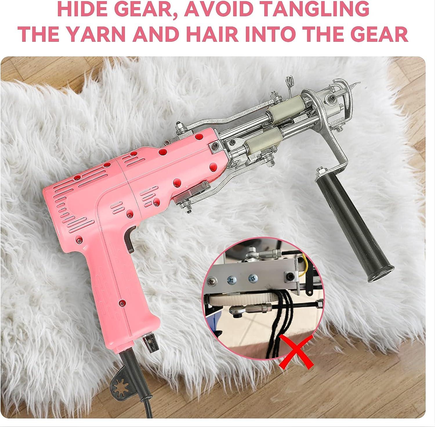 Tufting Gun 2 in 1 Cut Pile & Loop Pile. Includes 10 Tufting Gun Skin  Stickers, 100-240V (Baby Pink)