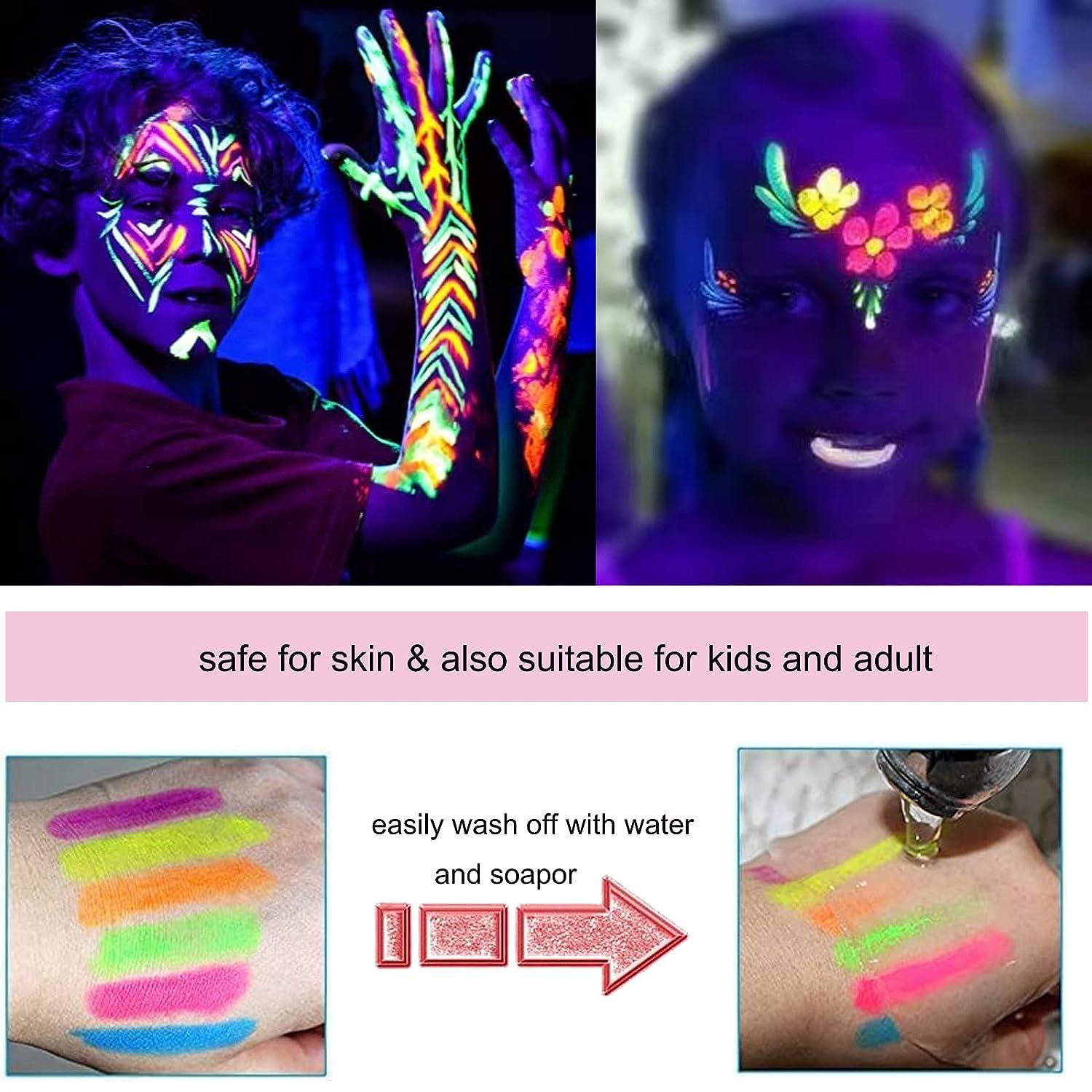 12 Colors Halloween Glow Paint Glow In The Dark Face Body Paint