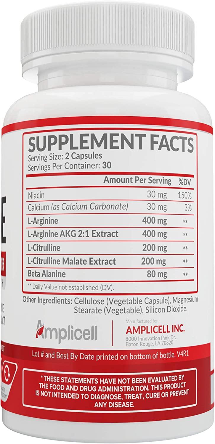 L Arginine (60 Capsules) Maximum Strength Nitric Oxide Booster L