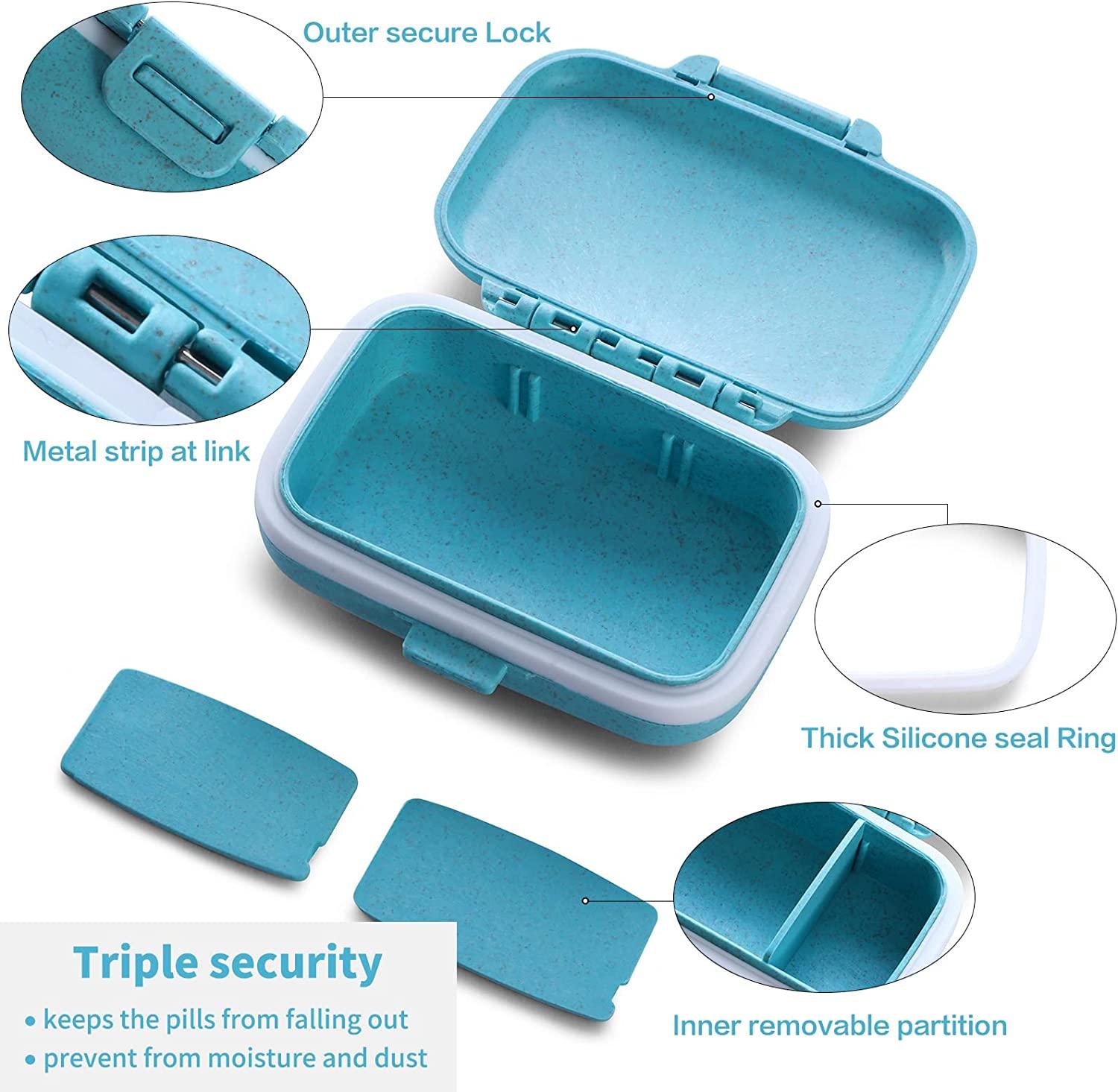 Weekly Pill Organizer Grain Fiber Pill Box Travel 7 Day Pill Case  Waterproof Portable Design 