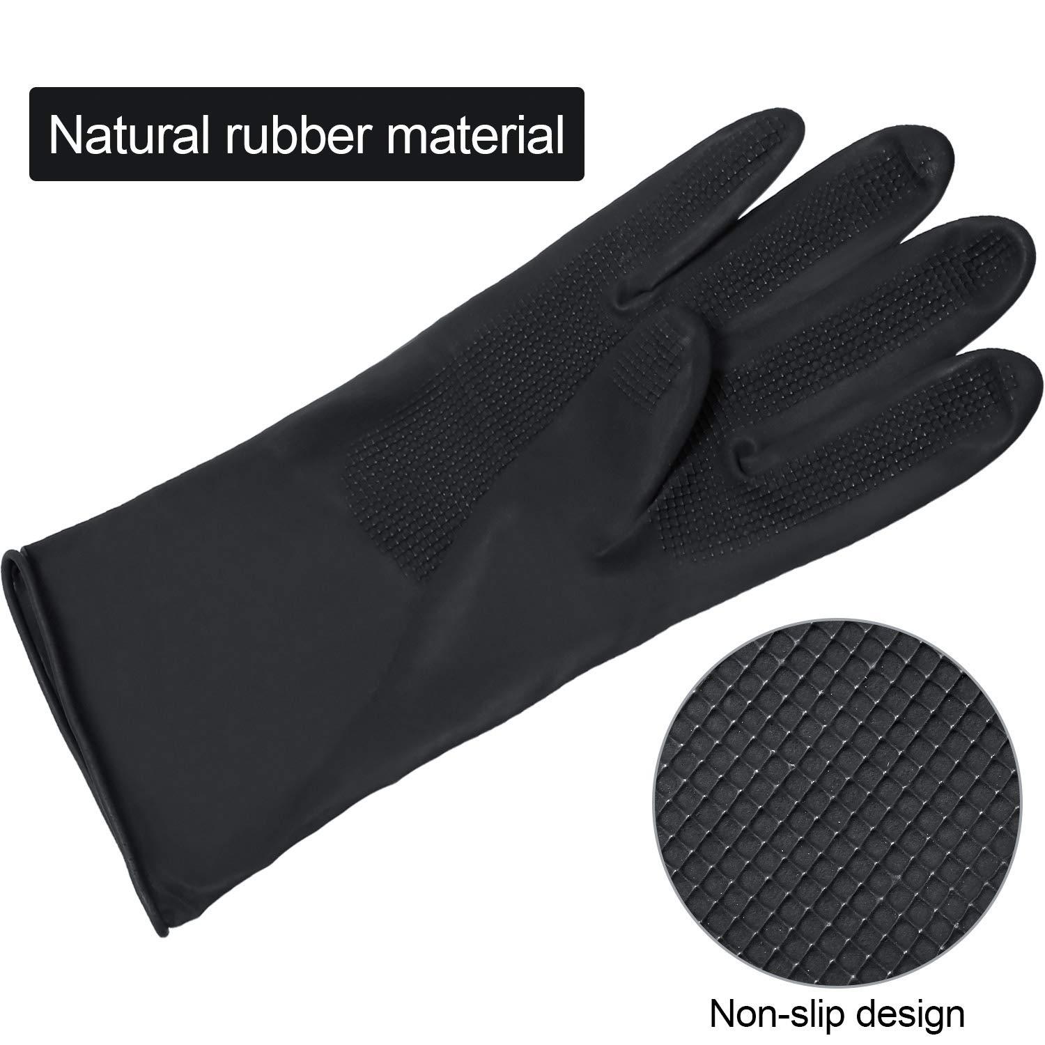 6 Pairs Hair Dye Gloves Reusable Anti-skid Hair Color Gloves Thick  Waterproof Rubber Gloves Professional Hair Dye Accessories for Home Salon,  Black, Large