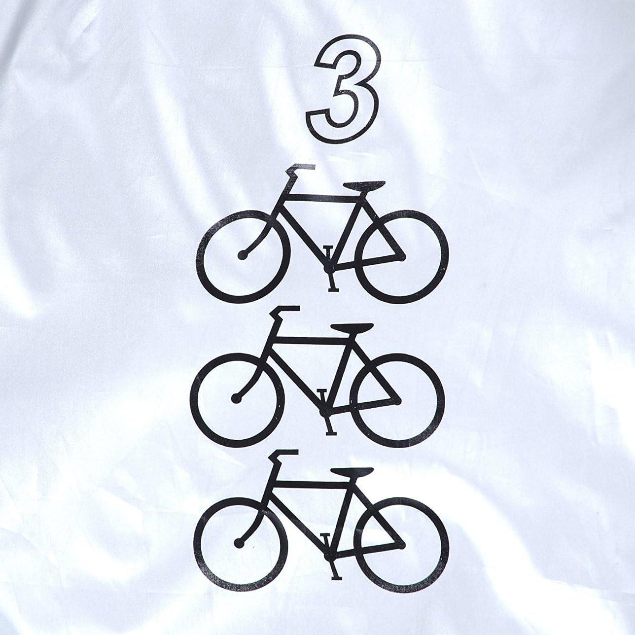 Maveek Bicycle Cover for 3 Bikes Waterproof Outdoor Storage Winter Cold Weather Rain Snow Wind Proof Tarp Tent Shed Dust Dirt Resistant All Weather Cycle Protection UV Summer Indoor Garage 3 MIDSIL
