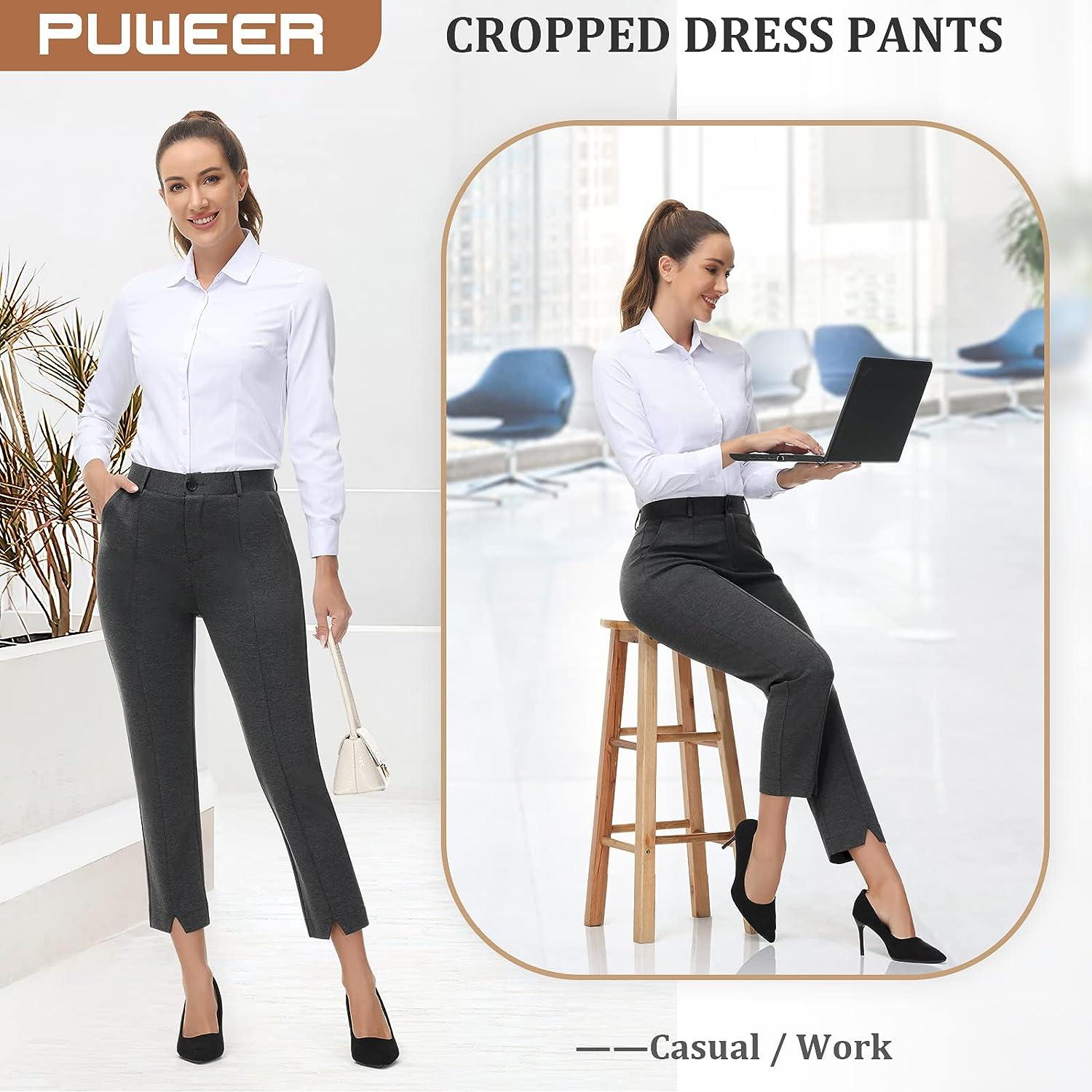 PUWEER Women's High Waisted Skinny Dress Pants for Business Casual