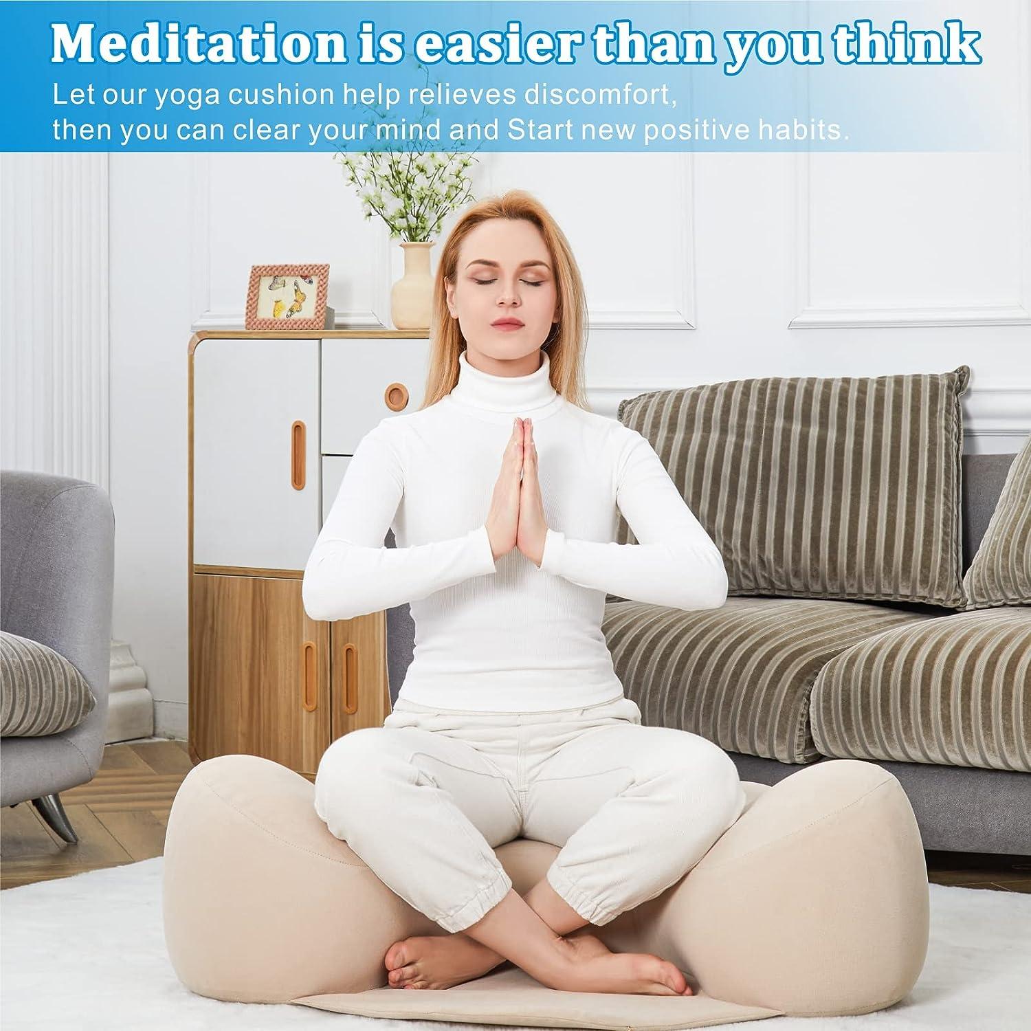 Inflatable Large Meditation Cushion for Zafu Yoga - Meditation Floor Pillow  for Sitting on The Floor - Large Floor Cushion Seating for Adults, Washable  Cover, for Yoga Living Room Balcony Office