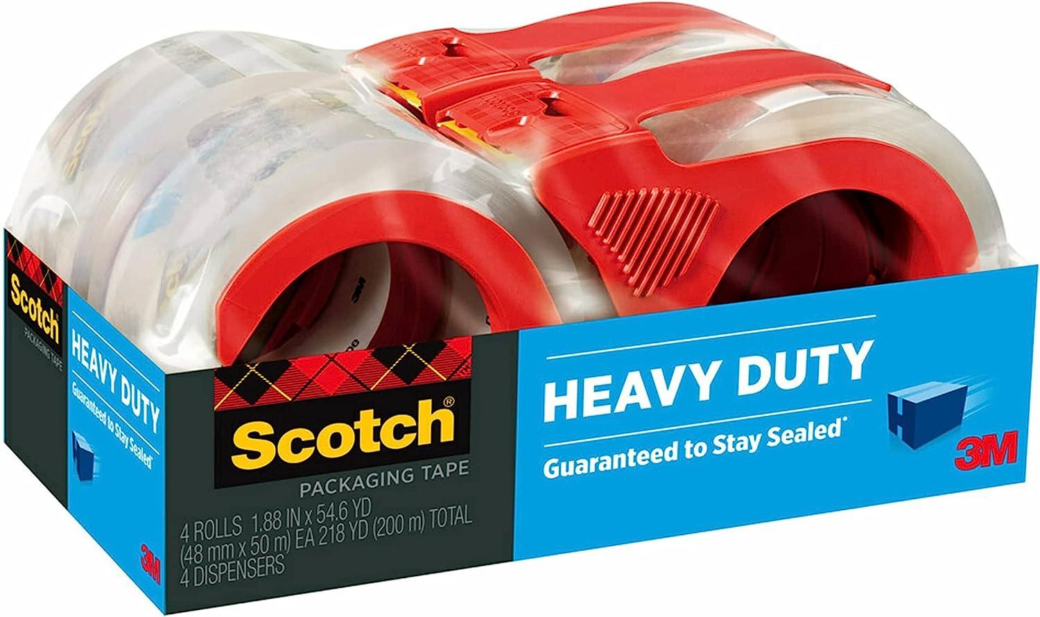 Scotch Heavy Duty Packaging Tape, 1.88 x 54.6 yd, Designed for
