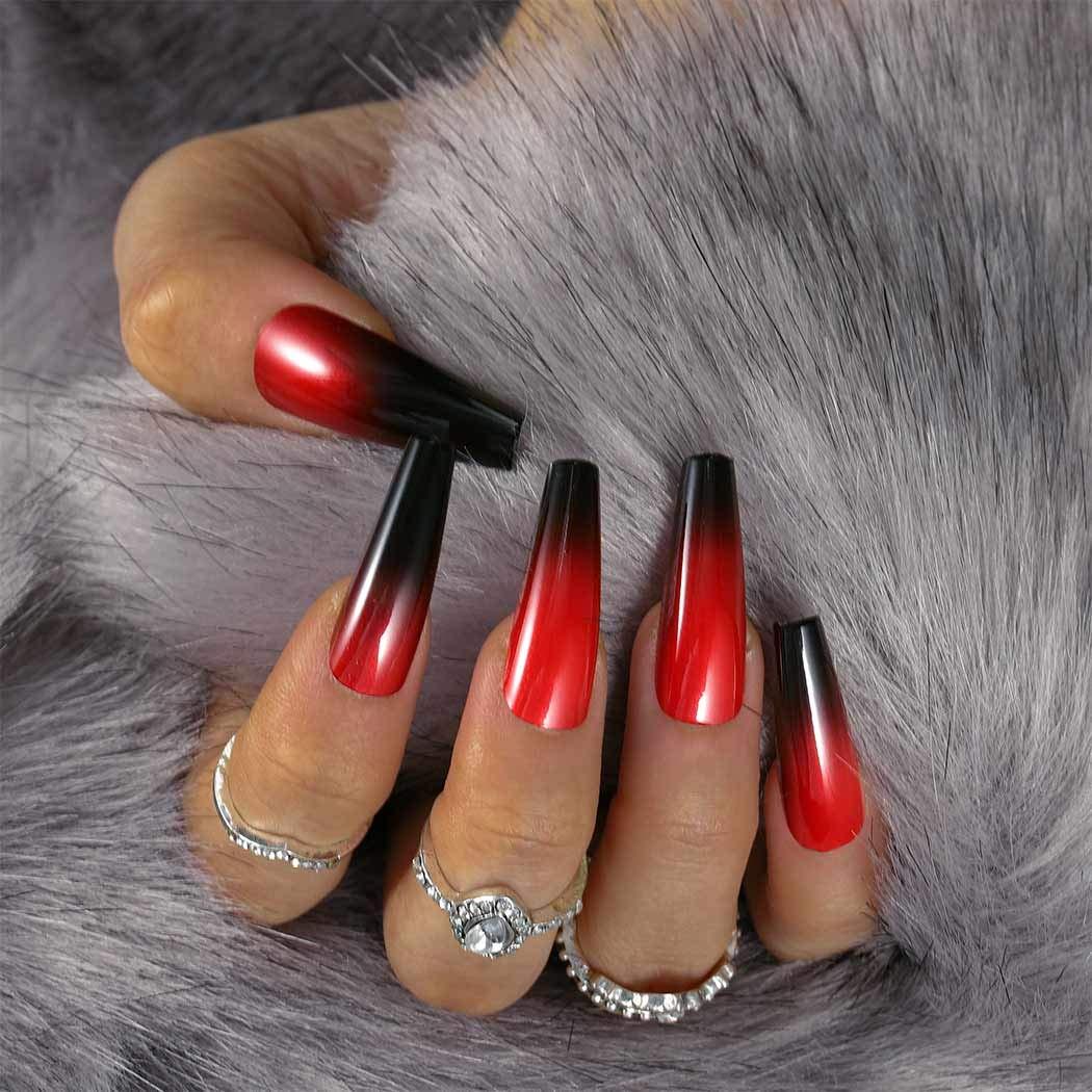 Black and red nail inspo | Gallery posted by Bridgetxo2 | Lemon8