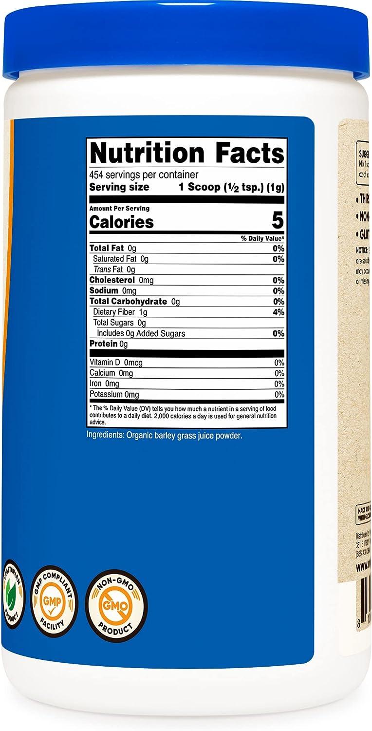 Nutricost Organic Barley Grass Juice Powder 1 LB (16oz) Certified