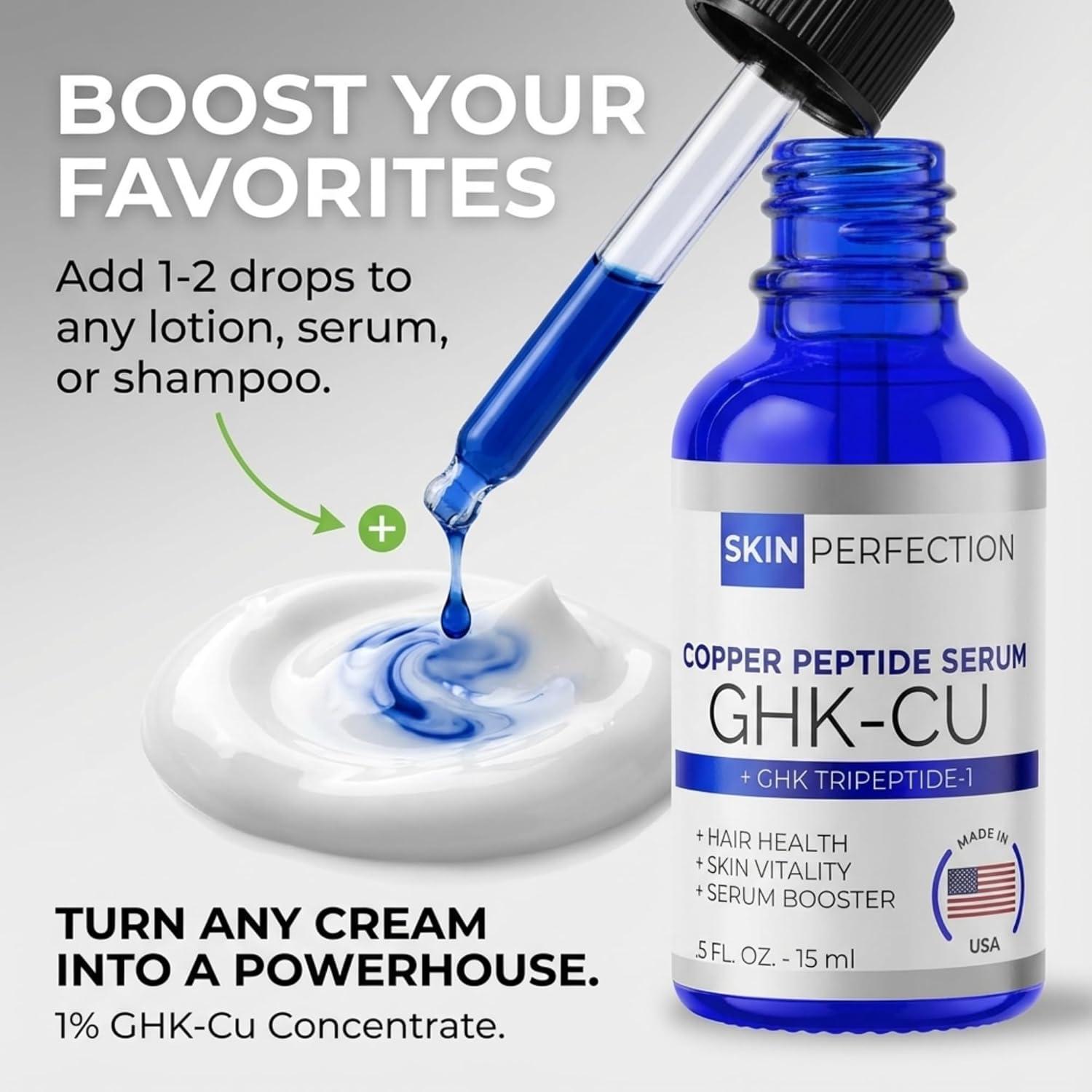 Copper Peptide Anti-Aging Serum Booster for DIY Face Cream & Hair Tonic |  GHK-Cu Tripeptide-1 for Youthful Skin, Collagen Boost, and Anti-Wrinkle  Results | Buy Now with Express International Delivery