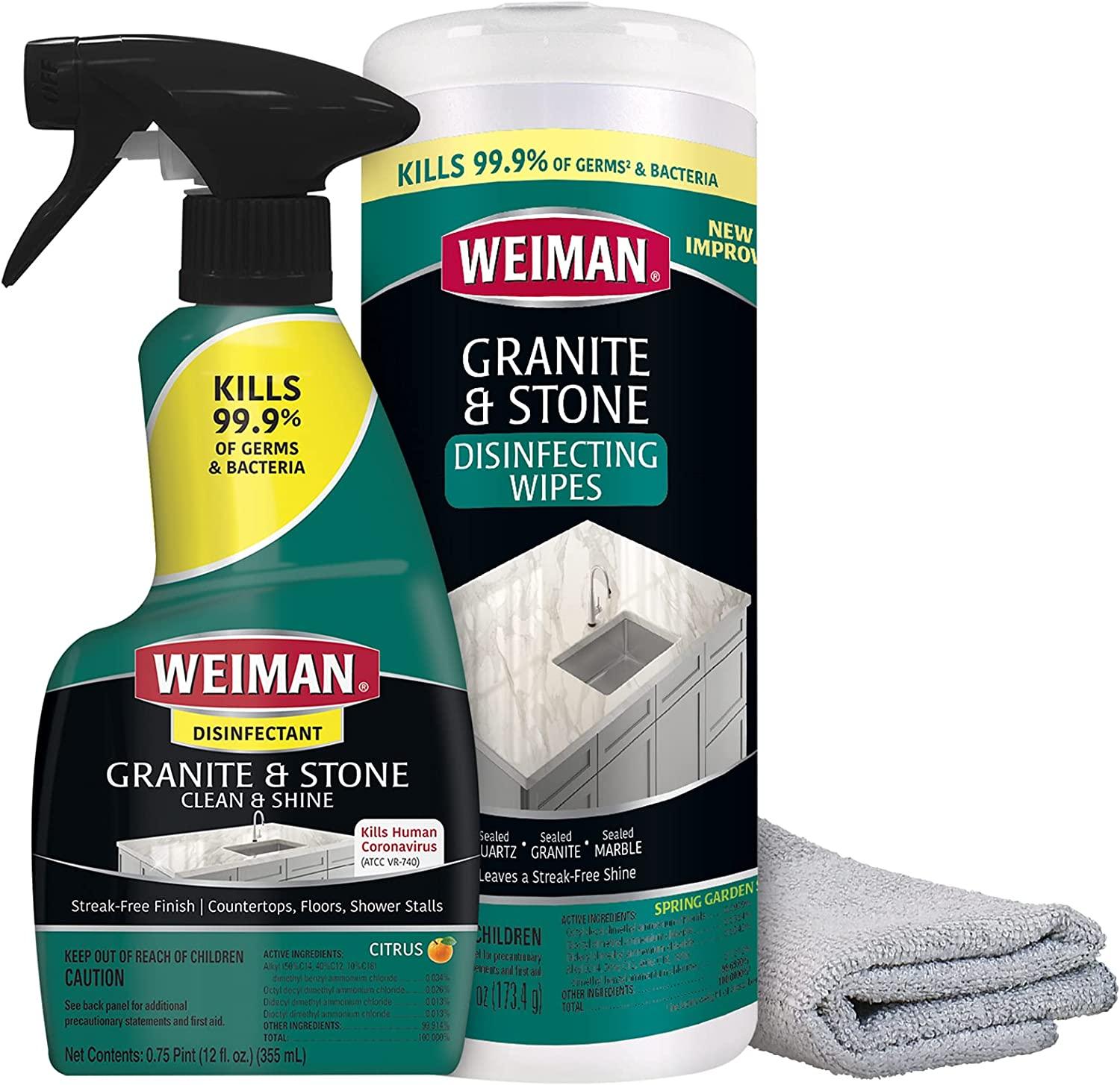 Weiman Disinfectant Granite Cleaner Kit Safely Clean Disinfect and