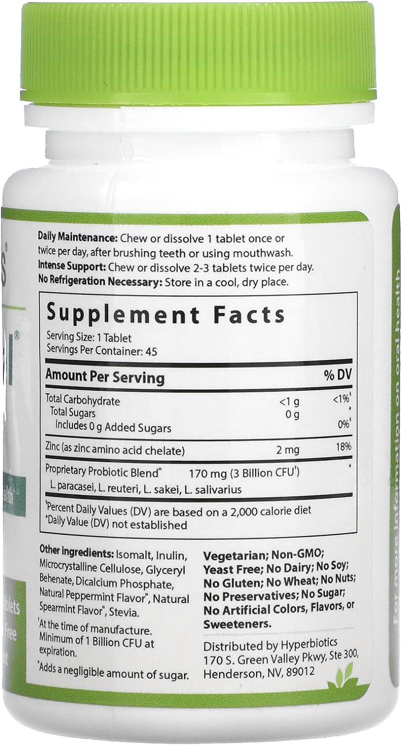 PRODental Natural Mint 45 Patented LiveBac Chewable Tablets Hyperbiotics
