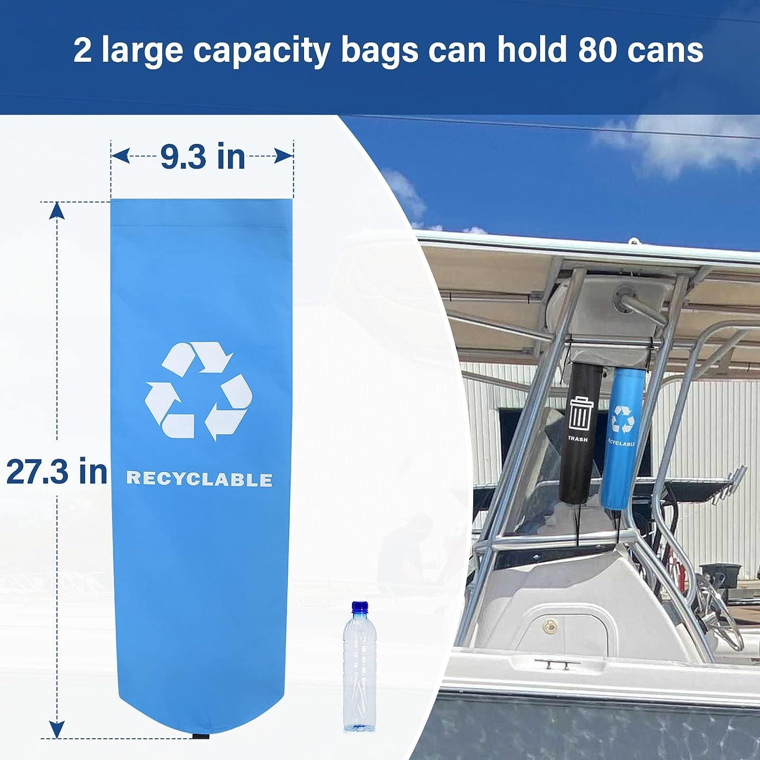 Affordura Boat Trash Bag Portable Boat Trash Can with PVC Top Cover Boat  Trash Container with 2 Reusable Large Capacity Bags
