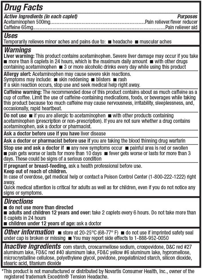HealthA2Z Tension Headache Relief, Aspirin Free, Compare to Excedrin