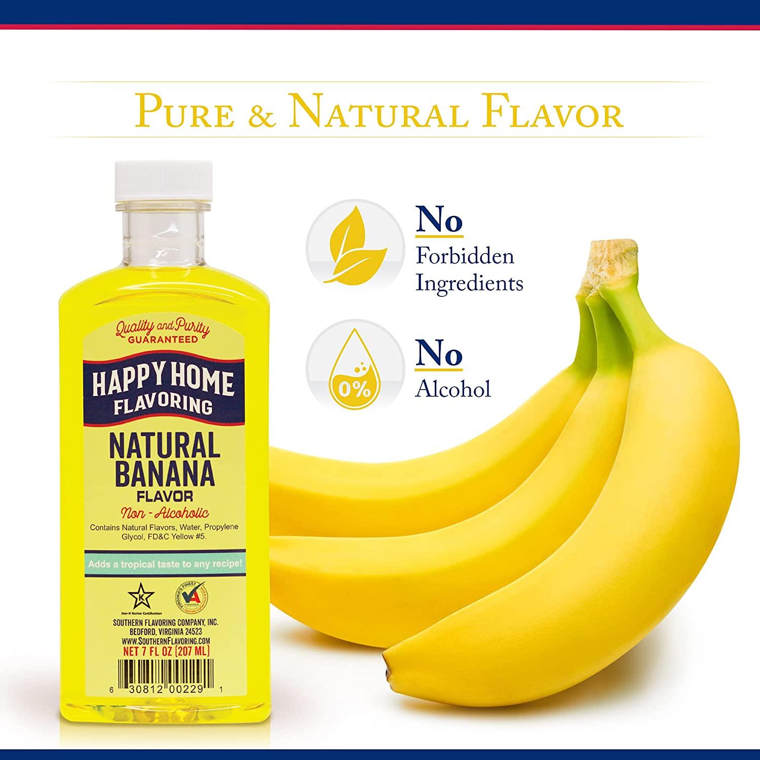 Happy Home Natural Banana Flavoring, Non-alcoholic, Certified Kosher, 7oz.