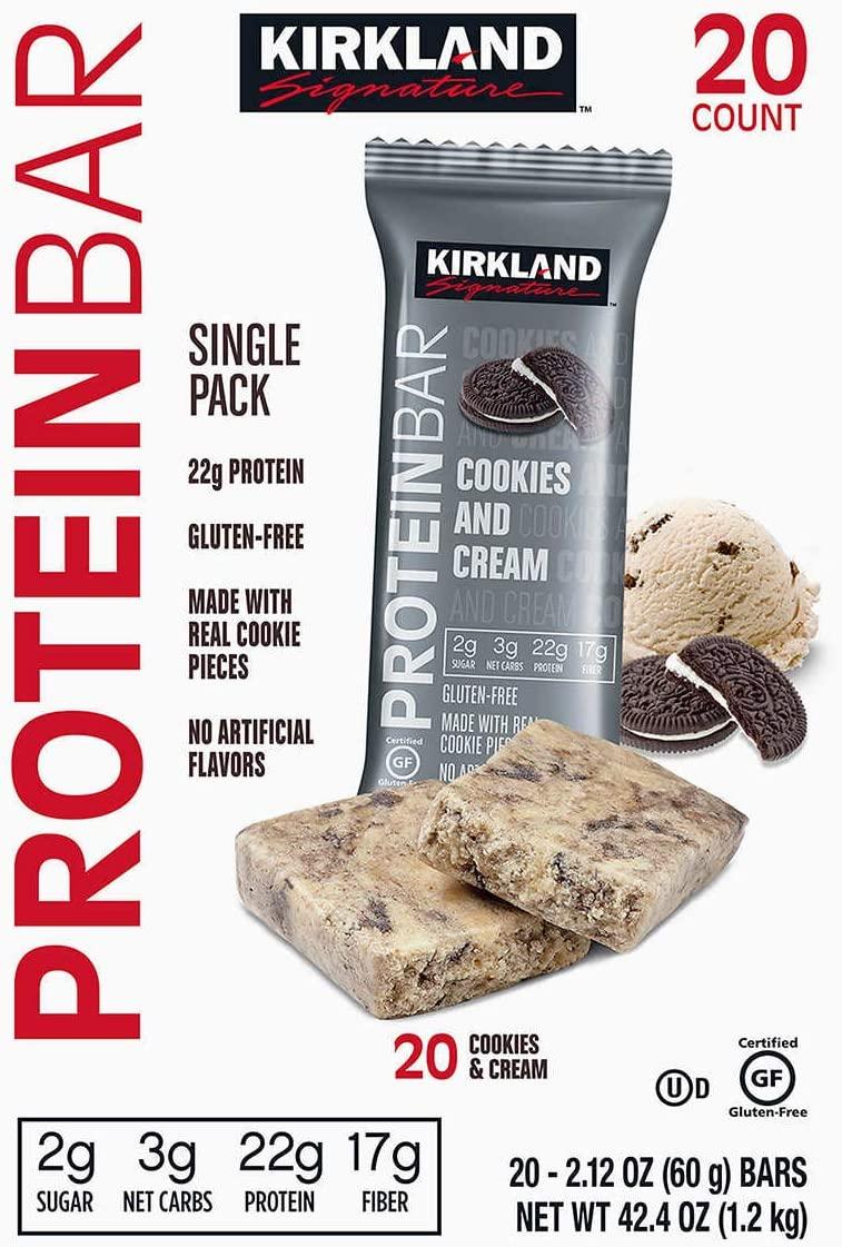 Bulk Pack Protein Bars (Kirkland Signature, Cookies & Cream, 20Pack)
