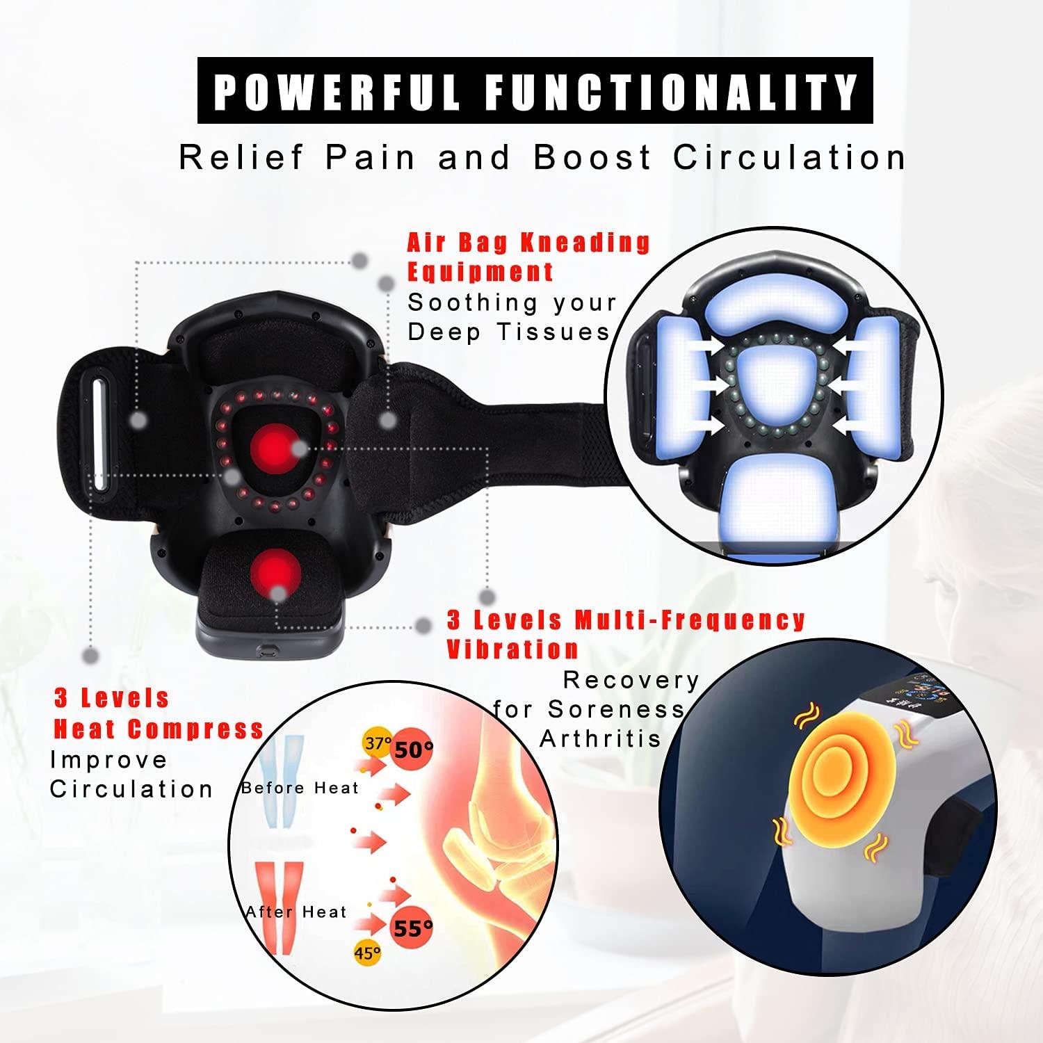 Red Light Heating Knee Massager Electric 3 In 1 Shoulder Elbows Knee Strap  Keep Warm Vibration Relief Arthritis Pain Pad Massage