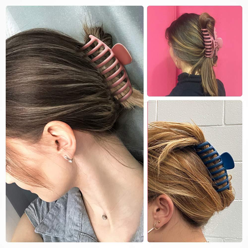 Big Hair Claw Clips, Trendy Matte Plastic Large Hair Clips for Women
