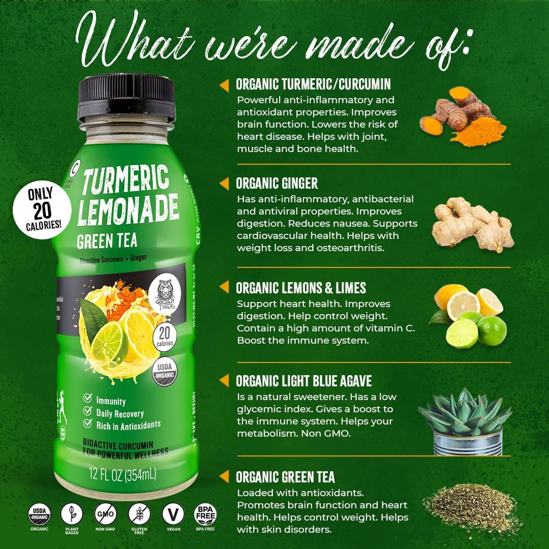 Organic Golden Tiger Turmeric Lemonade with Green Tea Inflammation