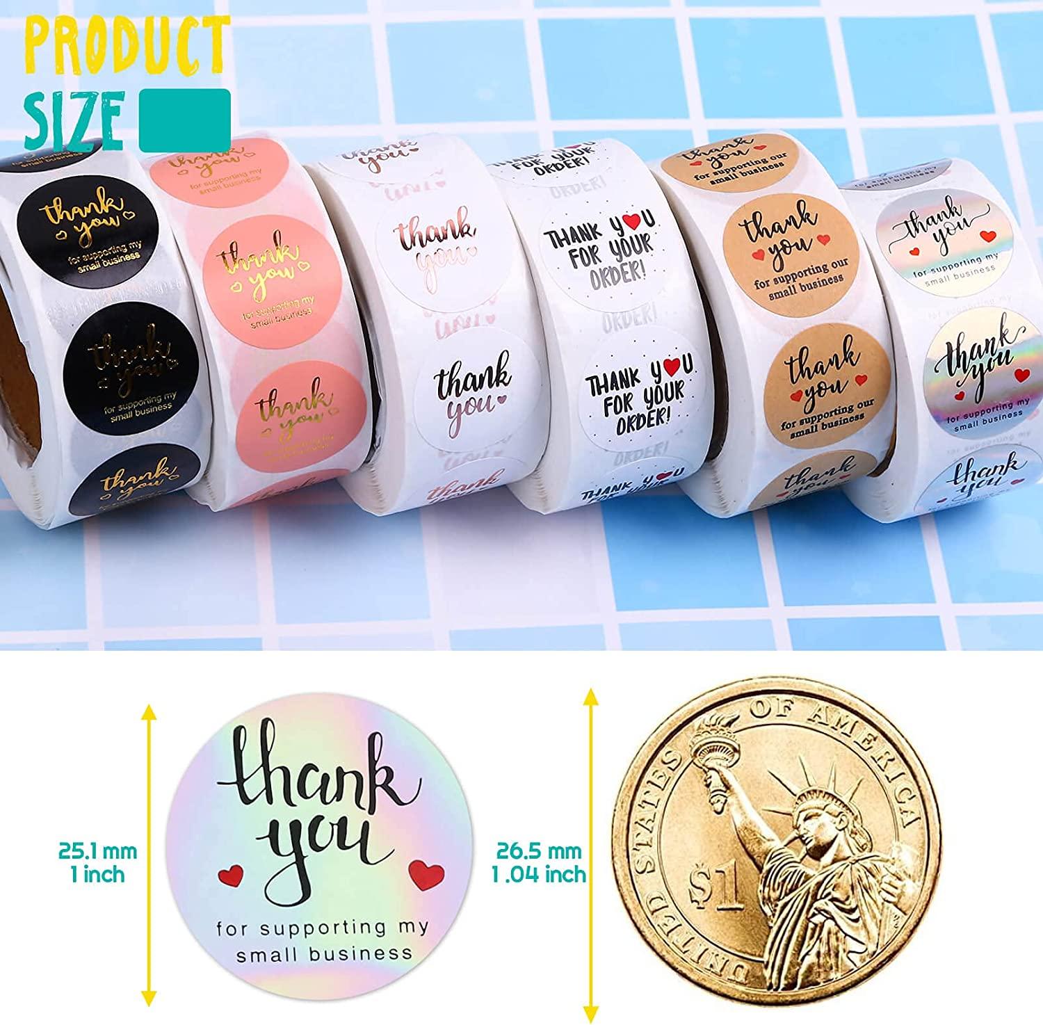 3000pcs Thank You Stickers, Evatage 6 Rolls 1 Inch Thank You Label Stickers  for Small Business with 6 Design, Small Business Supplies for Packaging,  Envelopes, Gift Wraps and Crafts