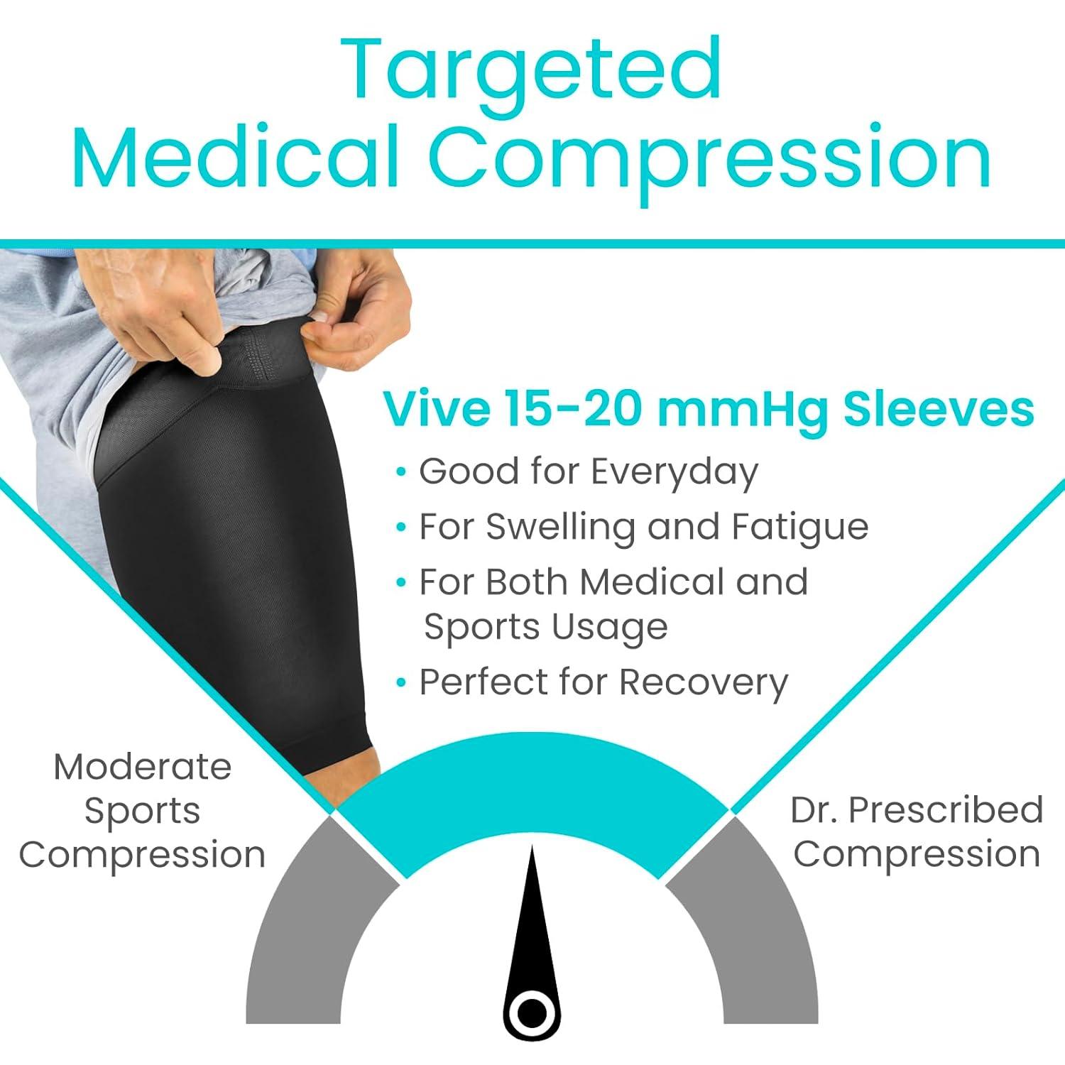 Vive Thigh Compression Sleeve (2 Pack) - Breathable Hamstring Brace for ...